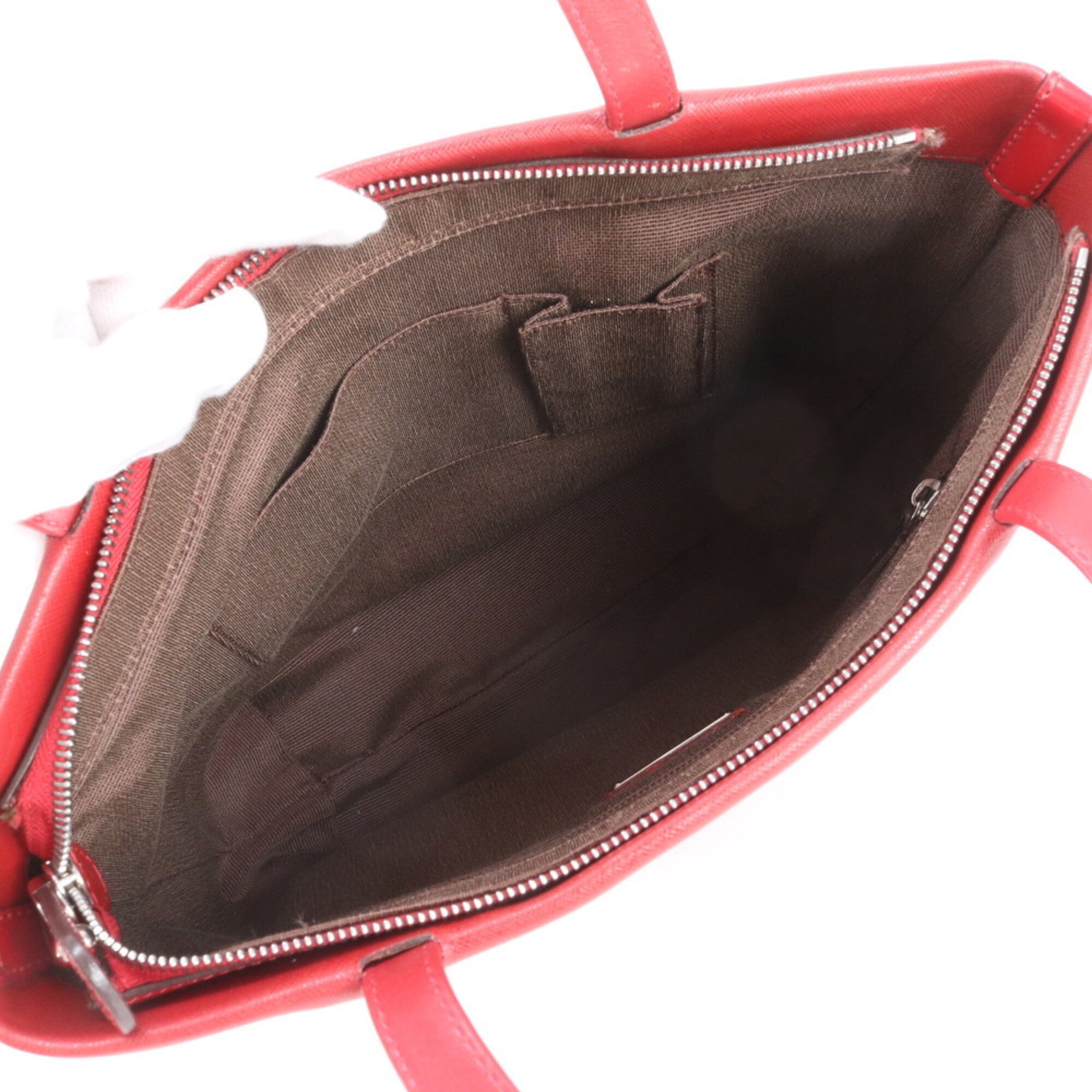 Salvatore Ferragamo Red Color Leather Handbag Shoulder Bag Tote Bag (Pre-Owned)
