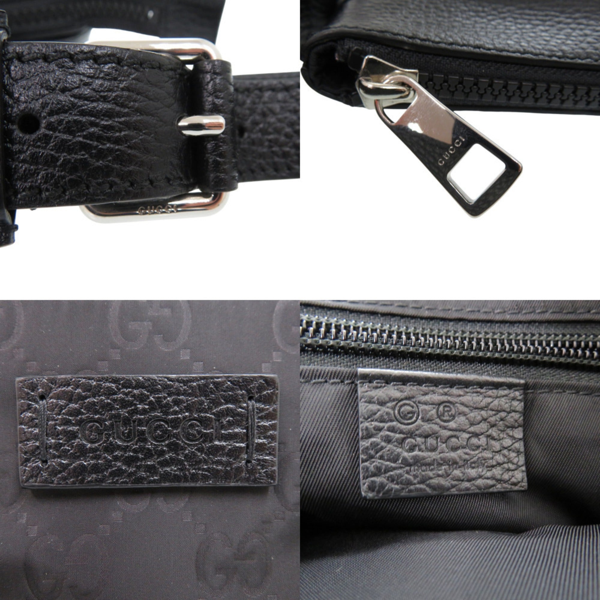Gucci Black Leather Nylon Shoulder Bag (Pre-Owned)