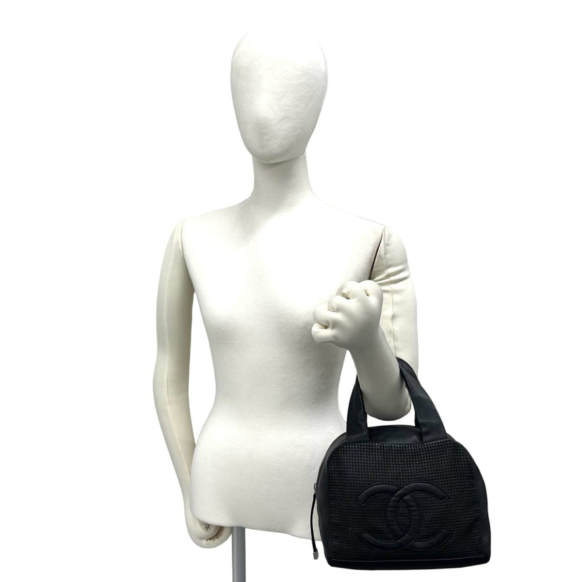 Chanel Black Leather Boston Bag Handbag Tote Bag (Pre-Owned)