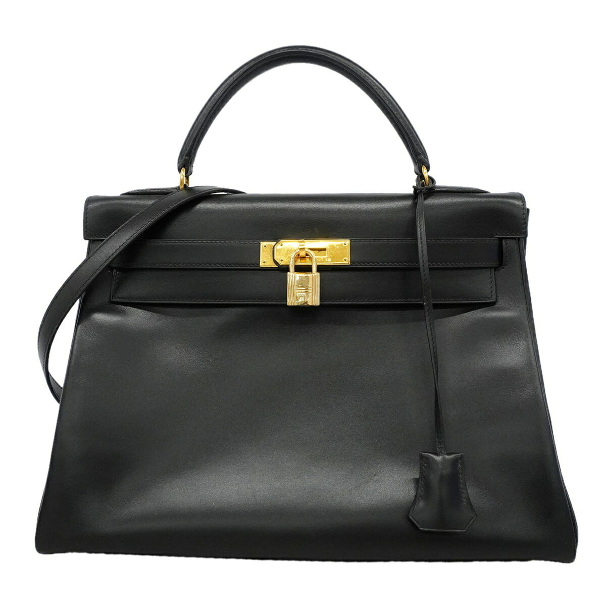 Hermes Black Box Calf Leather Handbag (Pre-Owned)