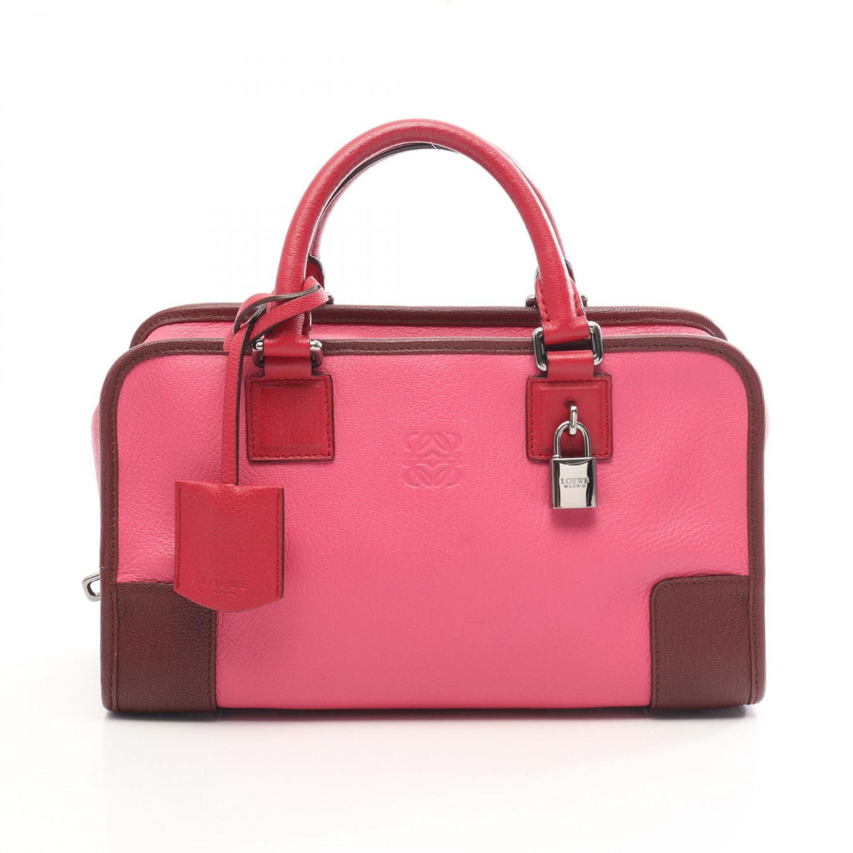 Loewe Brown Pink Red Color Leather Handbag (Pre-Owned)