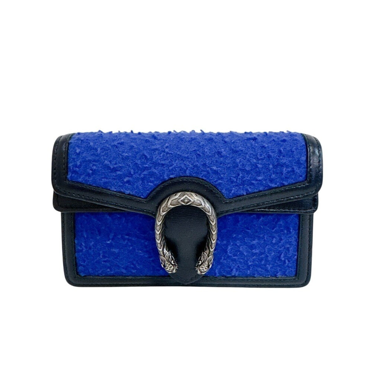 Gucci Blue Wool Leather Shoulder Bag (Pre-Owned)
