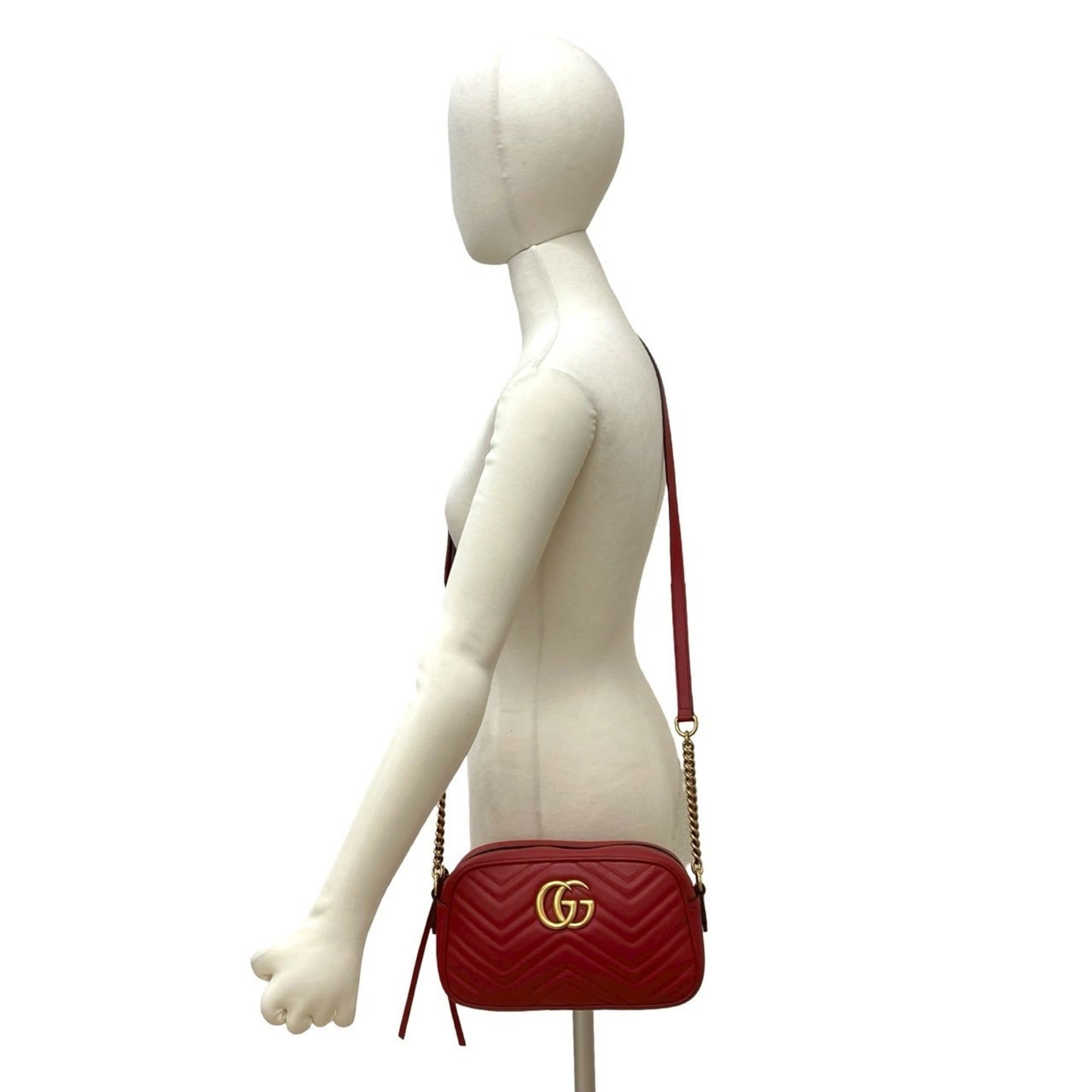 Gucci Red Color Leather Pochette Shoulder Bag (Pre-Owned)