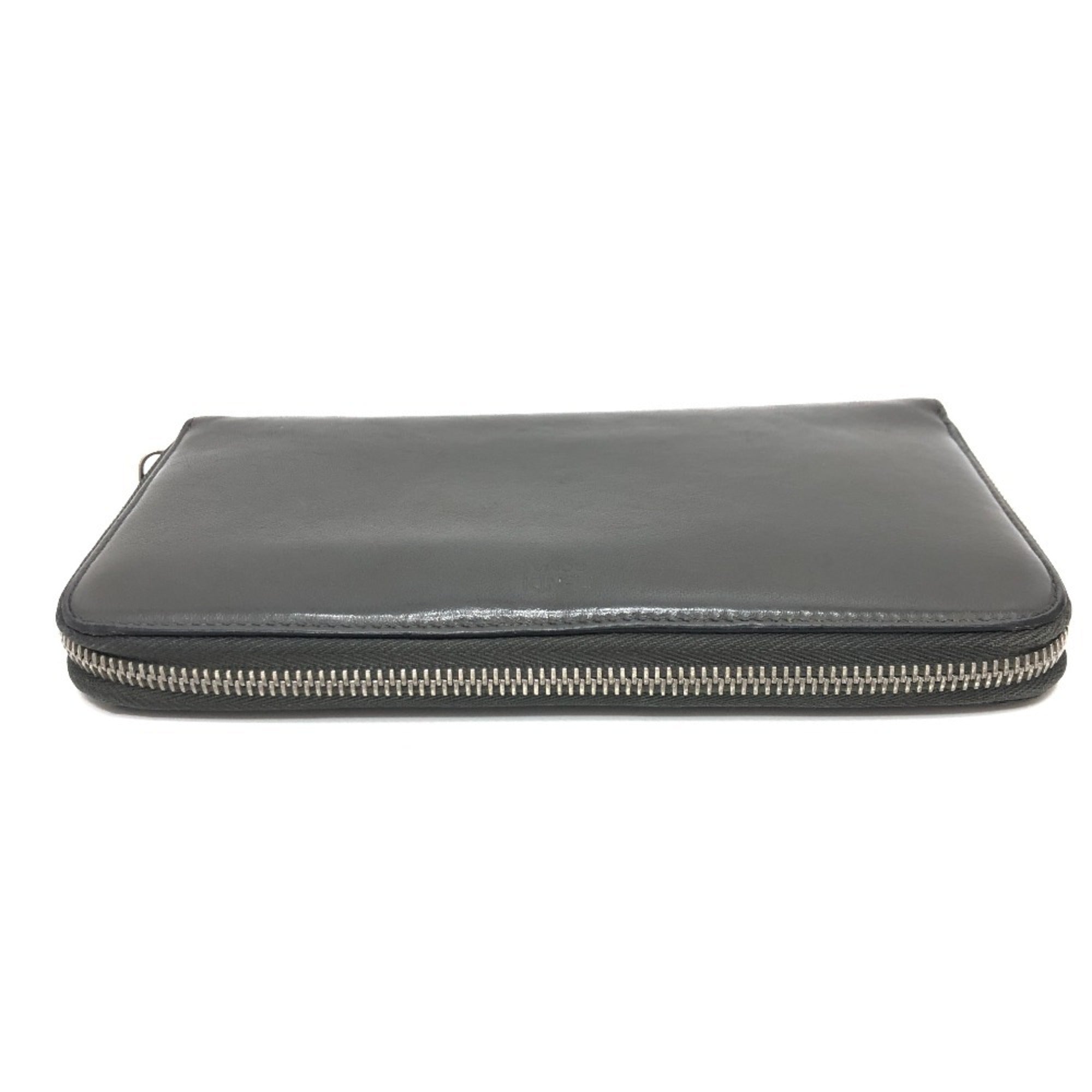Fendi Gray Leather Long Wallet (Bi-Fold) (Pre-Owned)