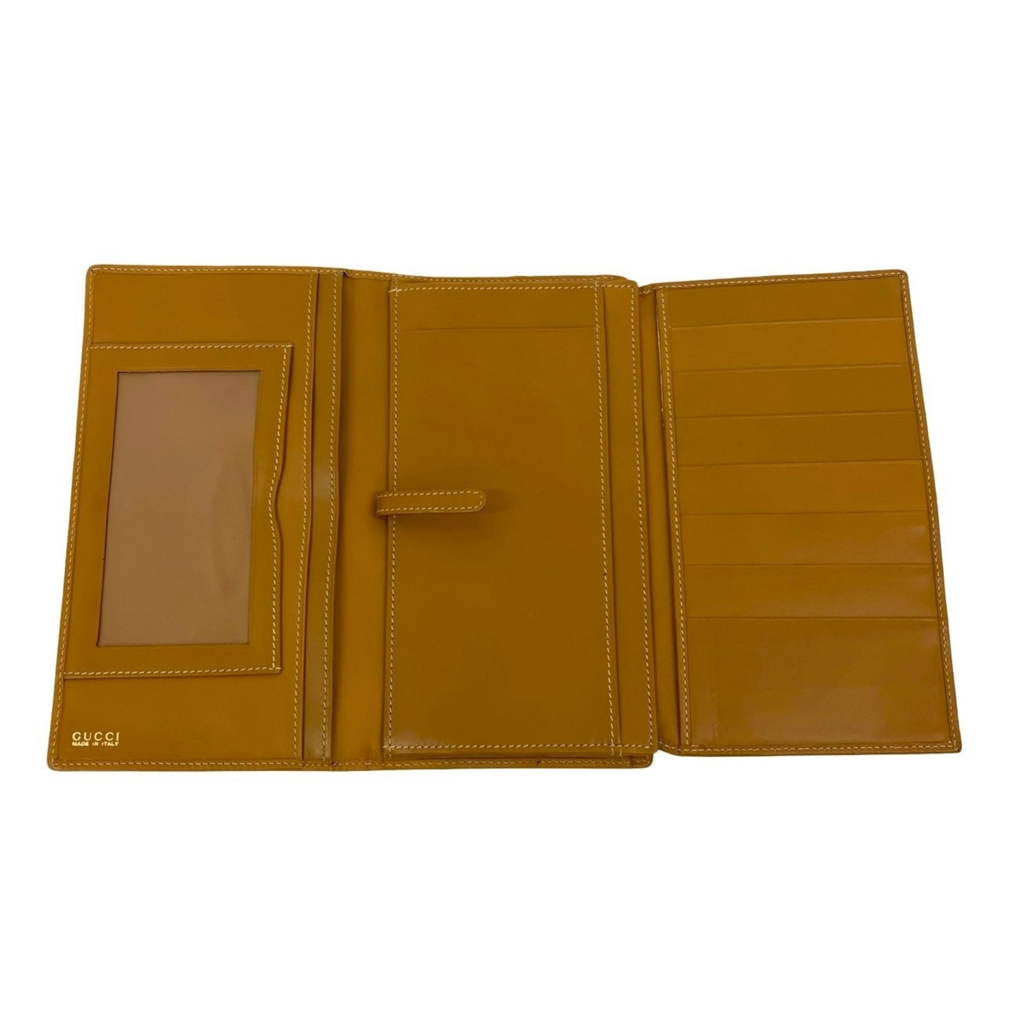 Gucci Beige Canvas Leather Long Wallet (Bi-Fold) (Pre-Owned)