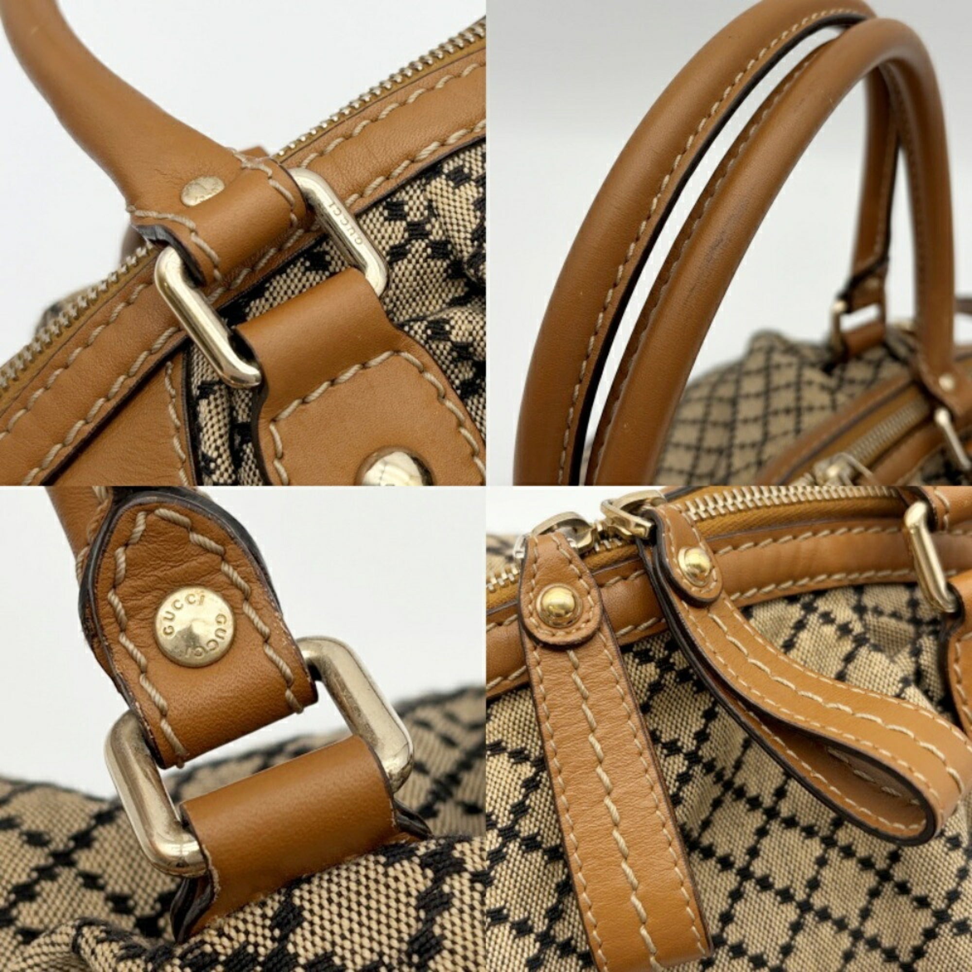 Gucci Brown Canvas Leather Shoulder Bag (Pre-Owned)