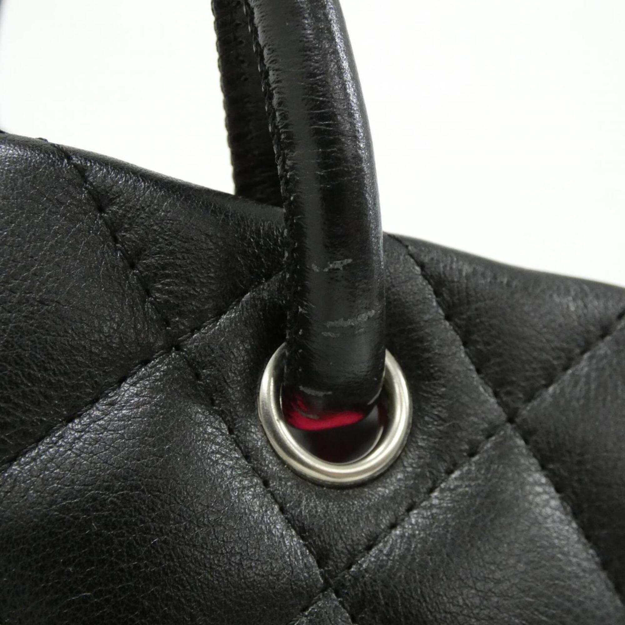 Chanel Ligne Cambon Black Leather Handbag (Pre-Owned)