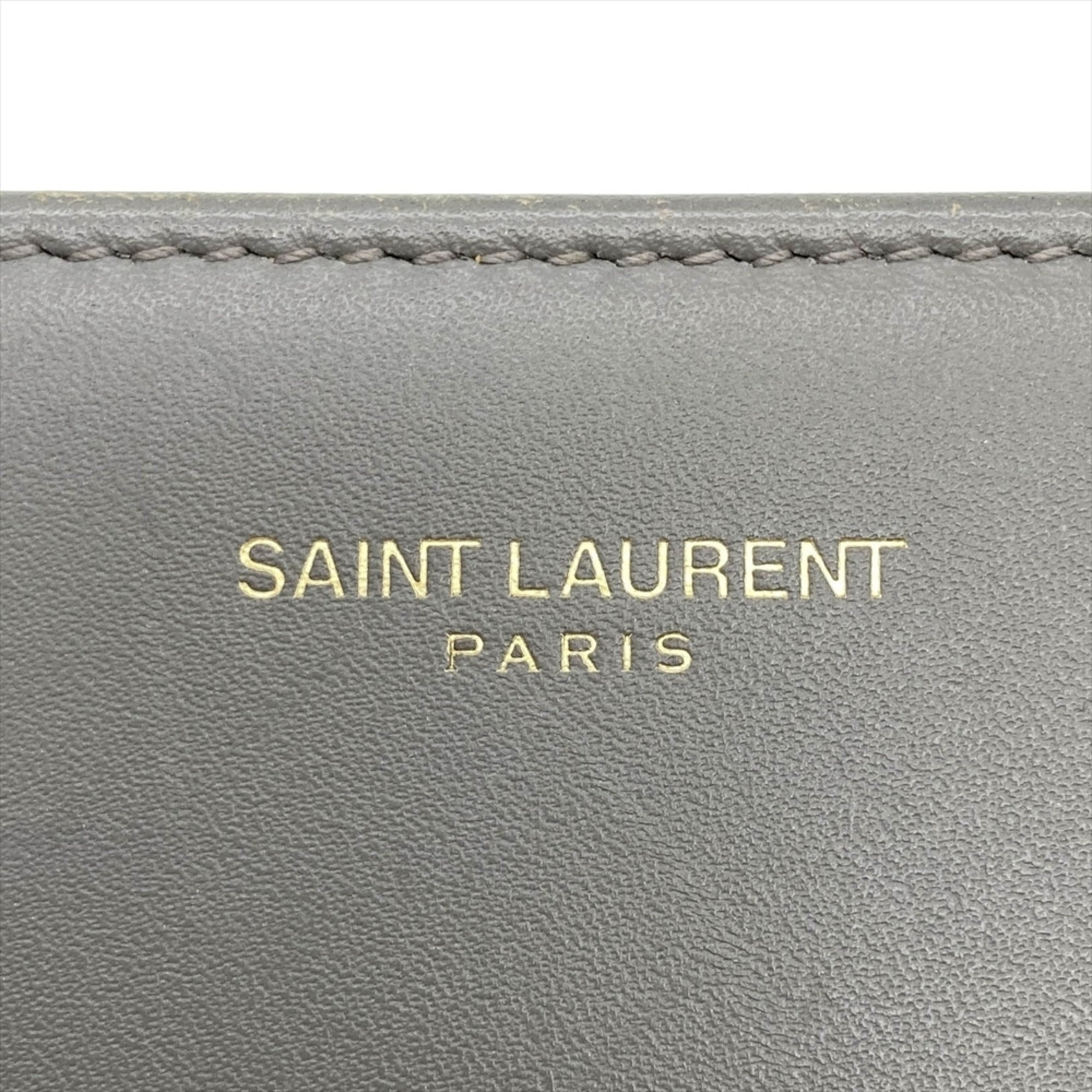 Saint Laurent Gray Leather Long Wallet (Bi-Fold) (Pre-Owned)
