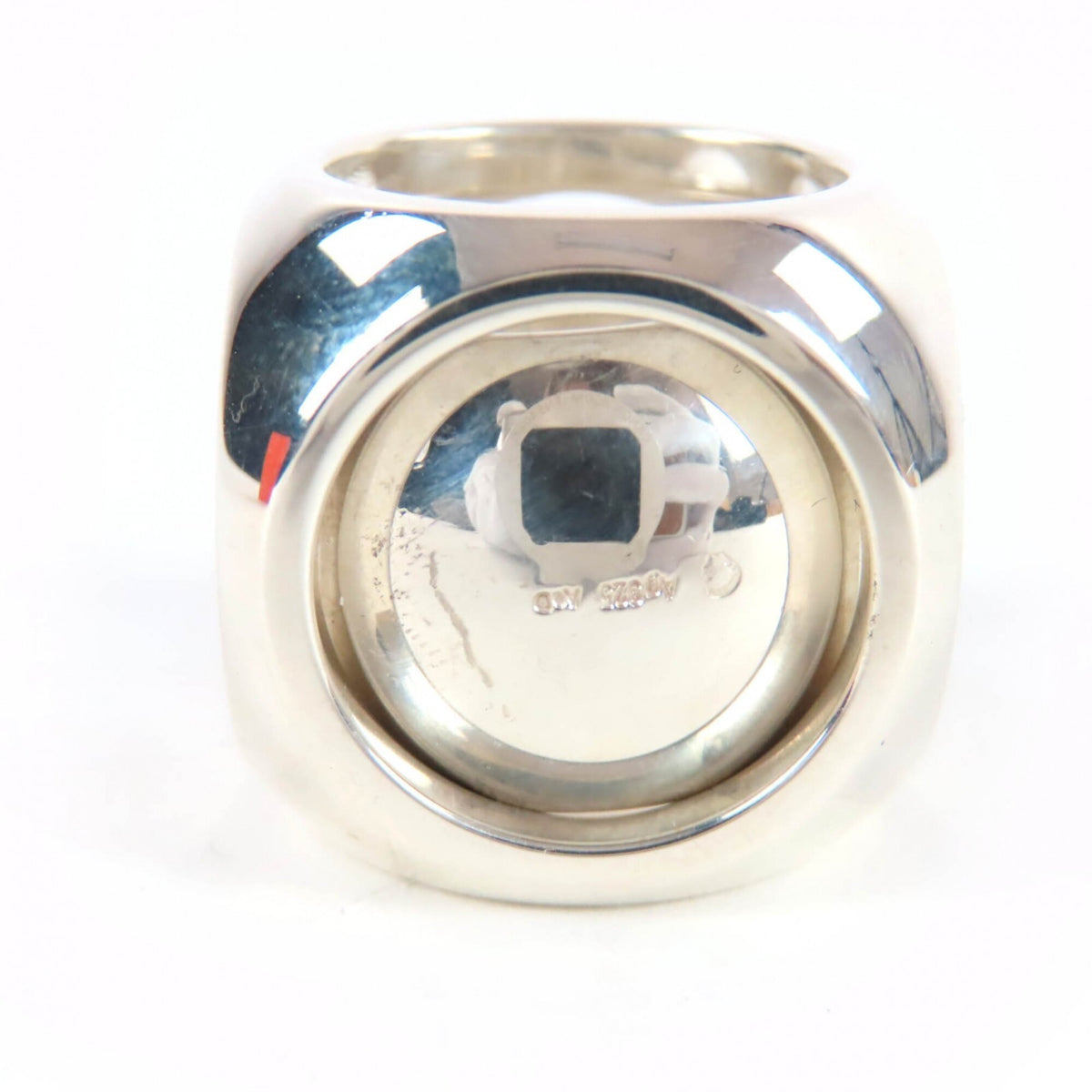 Hermes Sellier Silver Silver 925 Band Ring (Pre-Owned)