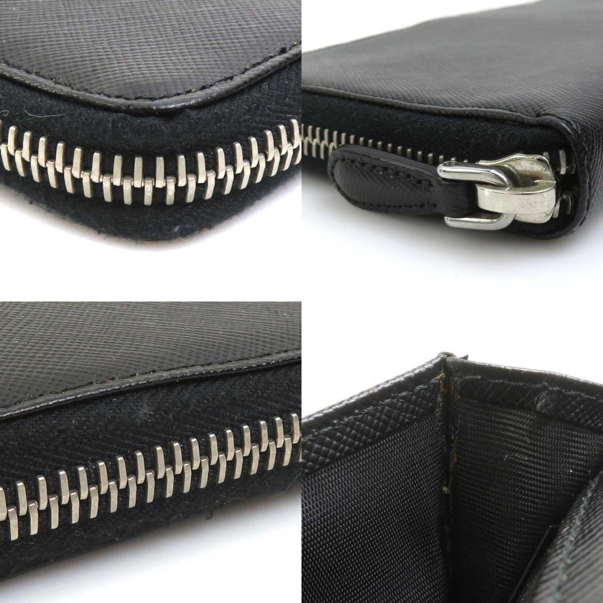 Prada Black Leather Long Wallet (Bi-Fold) (Pre-Owned)
