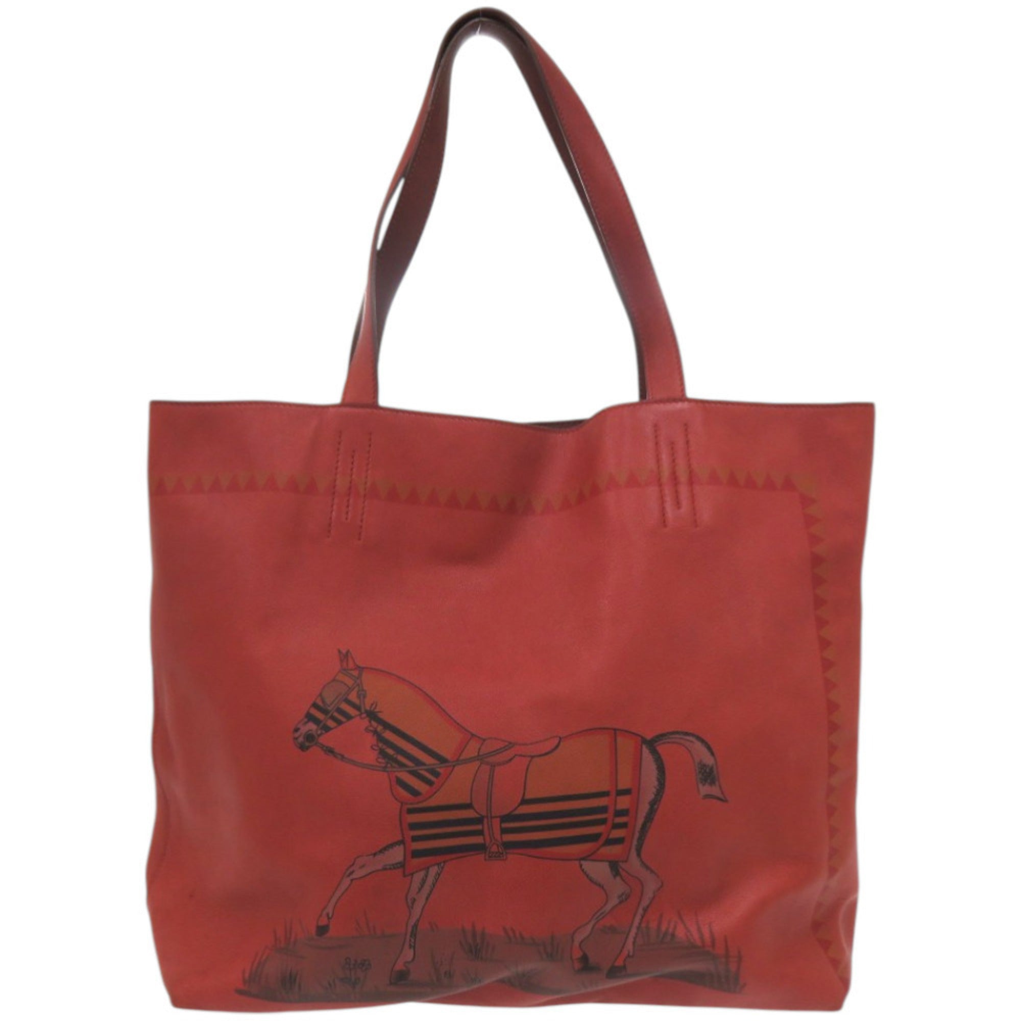 Hermes Brown Red Color Leather Tote Bag (Pre-Owned)