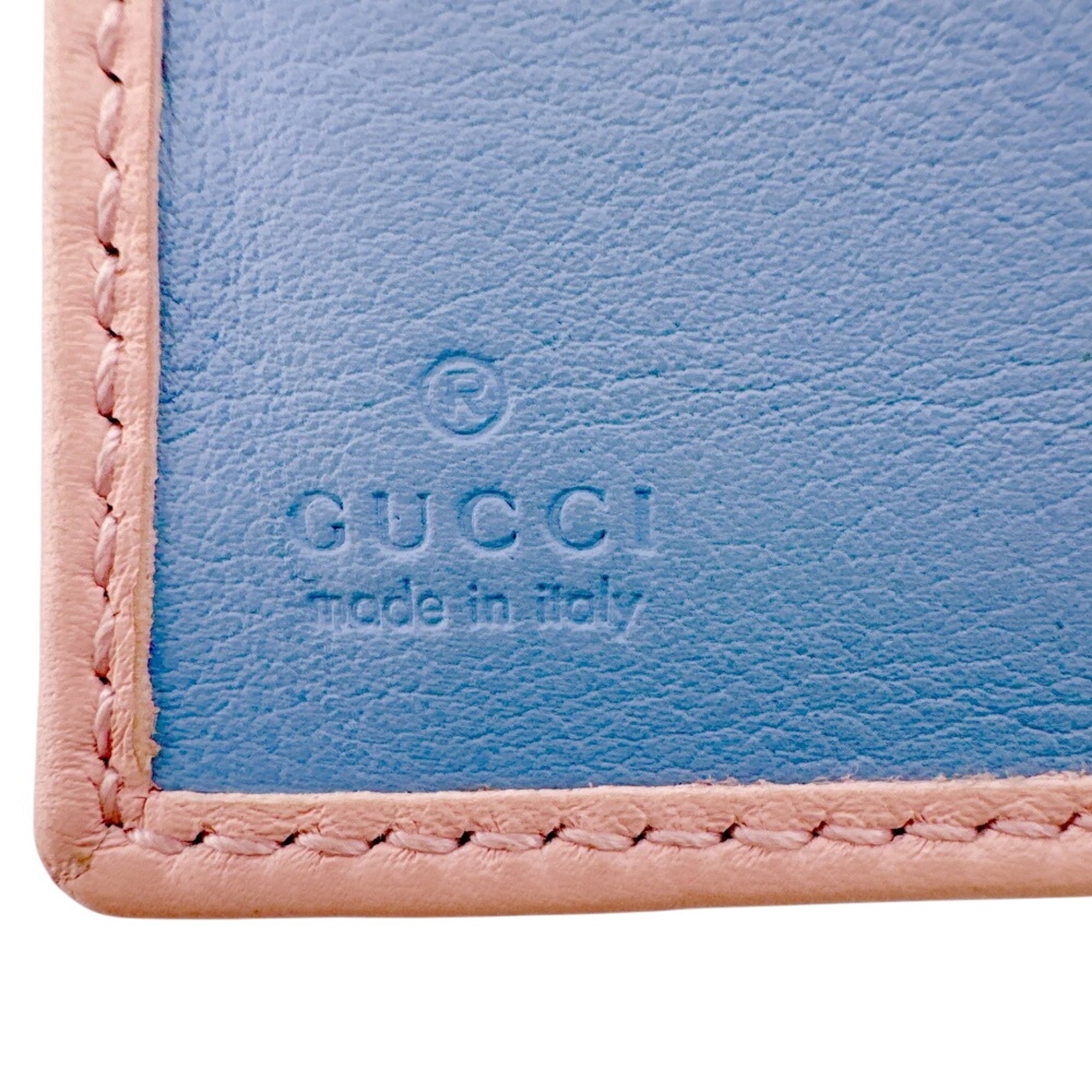 Gucci Blue Pink Leather Wallet (Bi-Fold) (Pre-Owned)