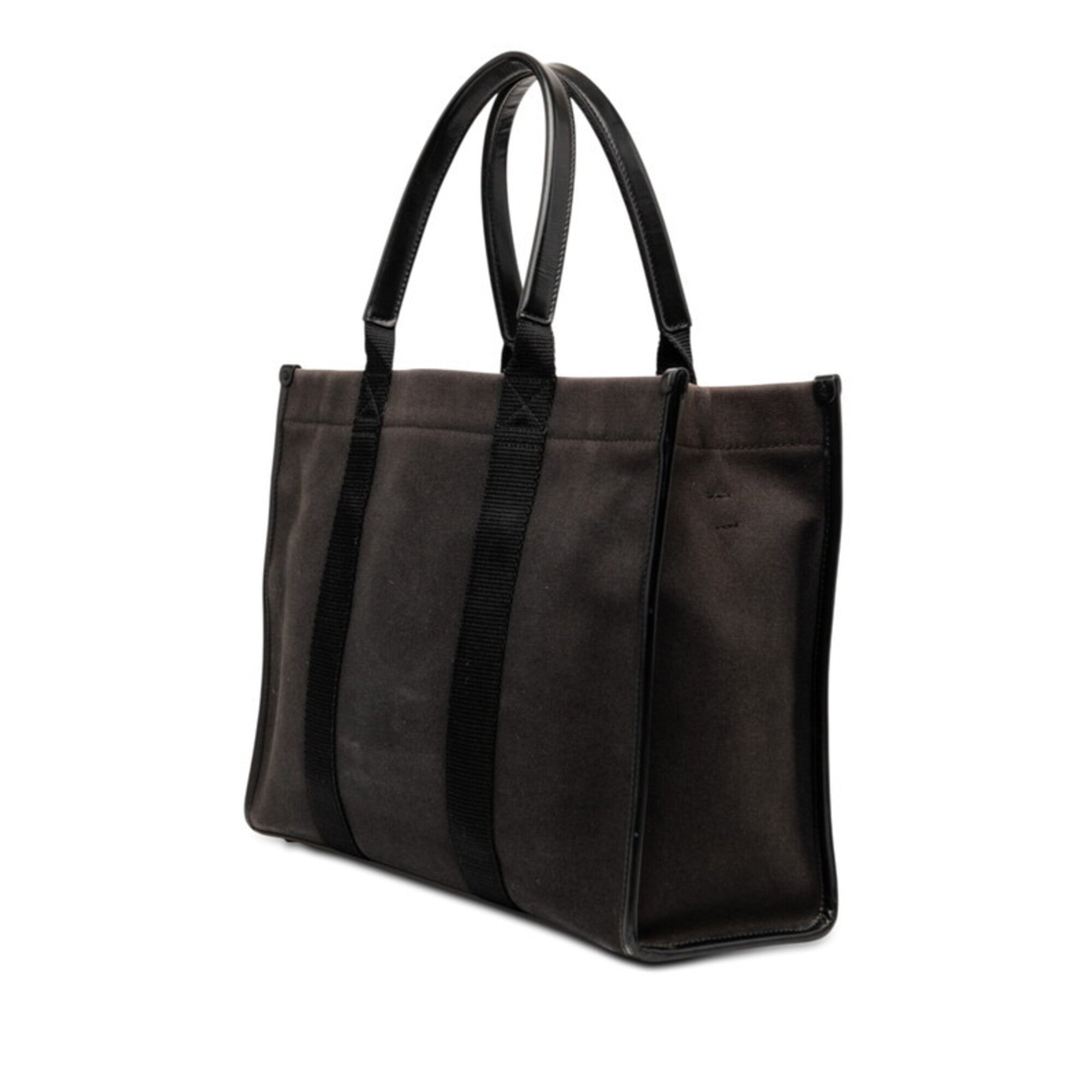 Balenciaga Dark Brown Canvas Leather Shoulder Bag Tote Bag (Pre-Owned)