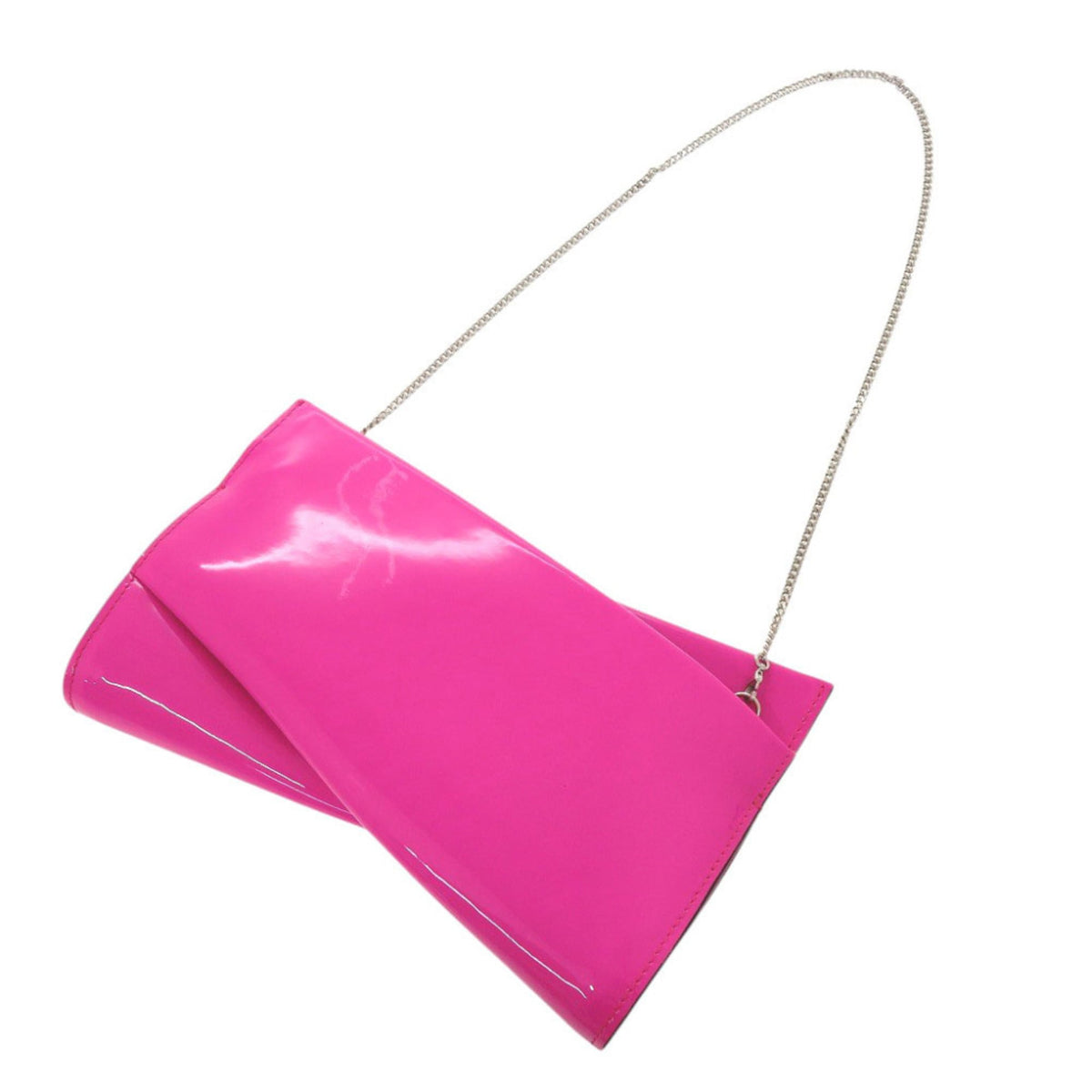 Christian Louboutin Pink Patent Leather Clutch Bag Shoulder Bag (Pre-Owned)