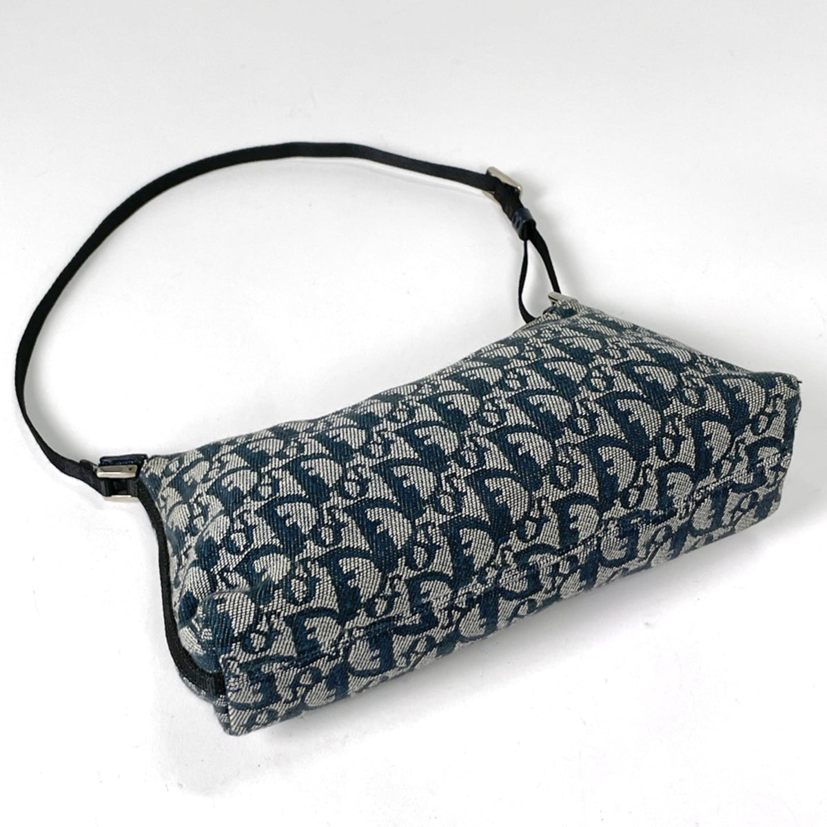 Christian Dior Trotter Navy Canvas Leather Shoulder Bag (Pre-Owned)