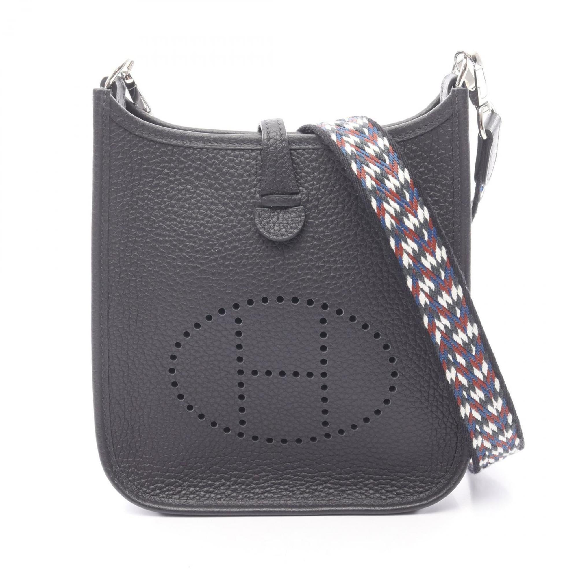 Hermes Navy Leather Handbag Shoulder Bag (Pre-Owned)