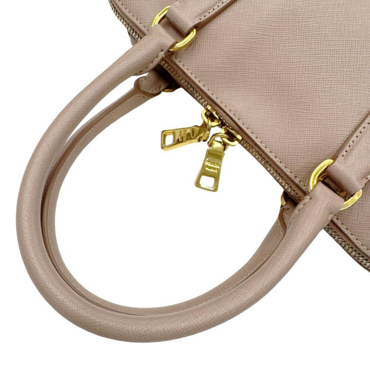 Prada Saffiano Pink Beige Leather Handbag Shoulder Bag (Pre-Owned)