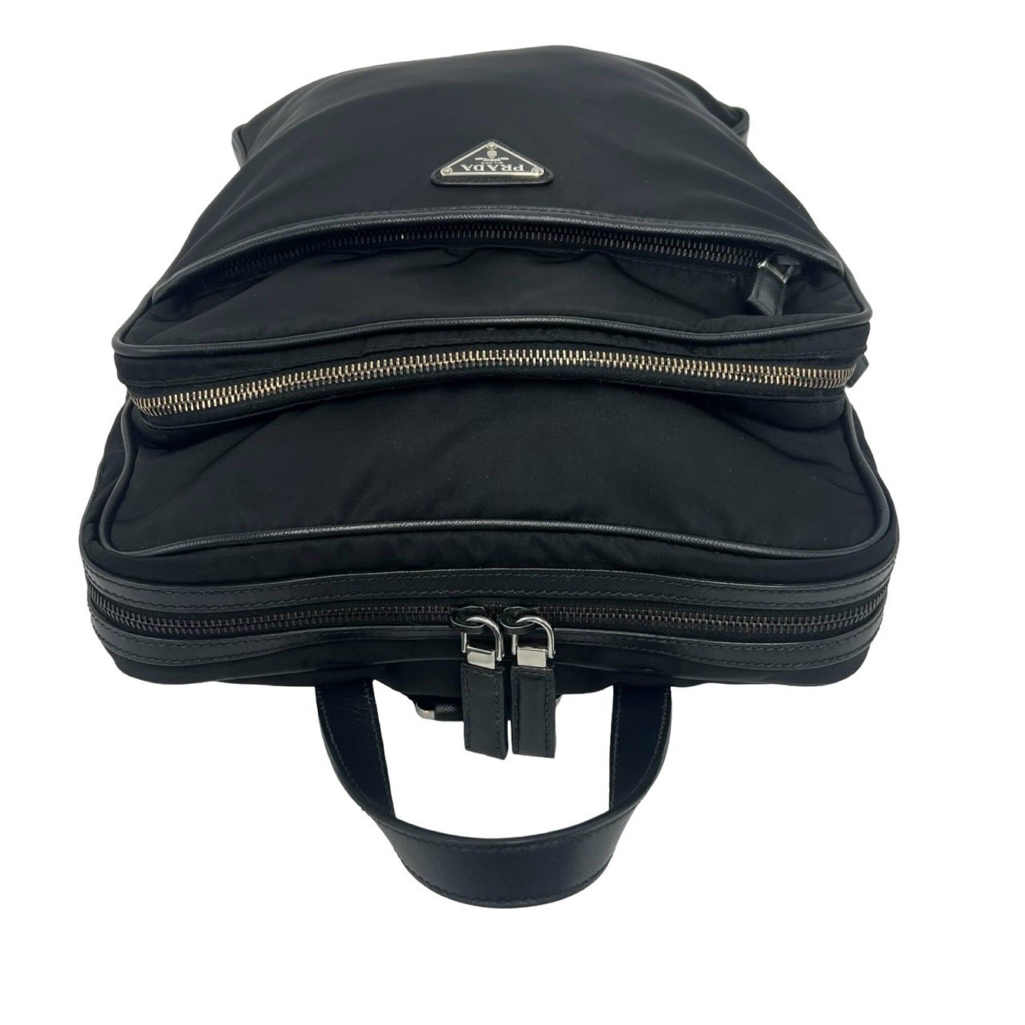 Prada Black Nylon Leather Backpack (Pre-Owned)