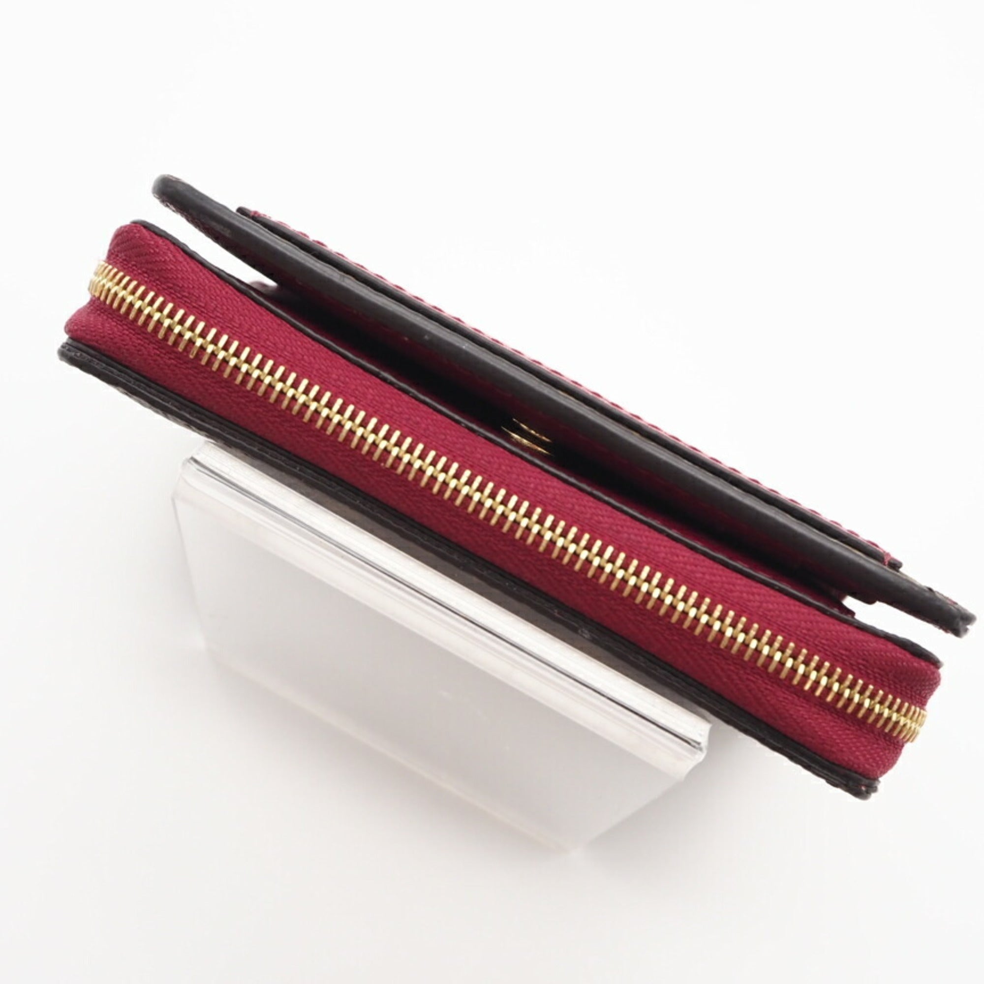 Louis Vuitton Monogram Brown Fuchsia Red Color Coated Canvas Wallet (Bi-Fold) (Pre-Owned)