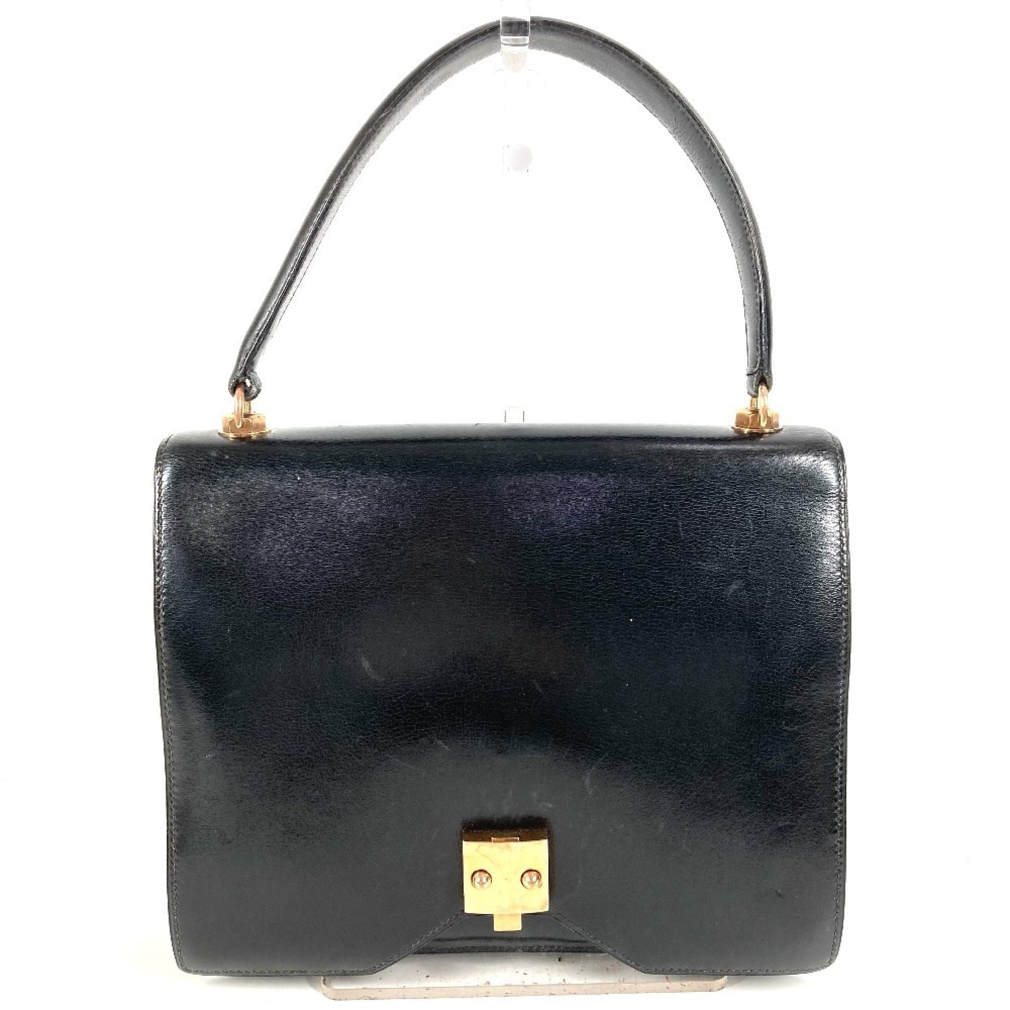 Hermes Black Box Calf Leather Handbag Tote Bag (Pre-Owned)