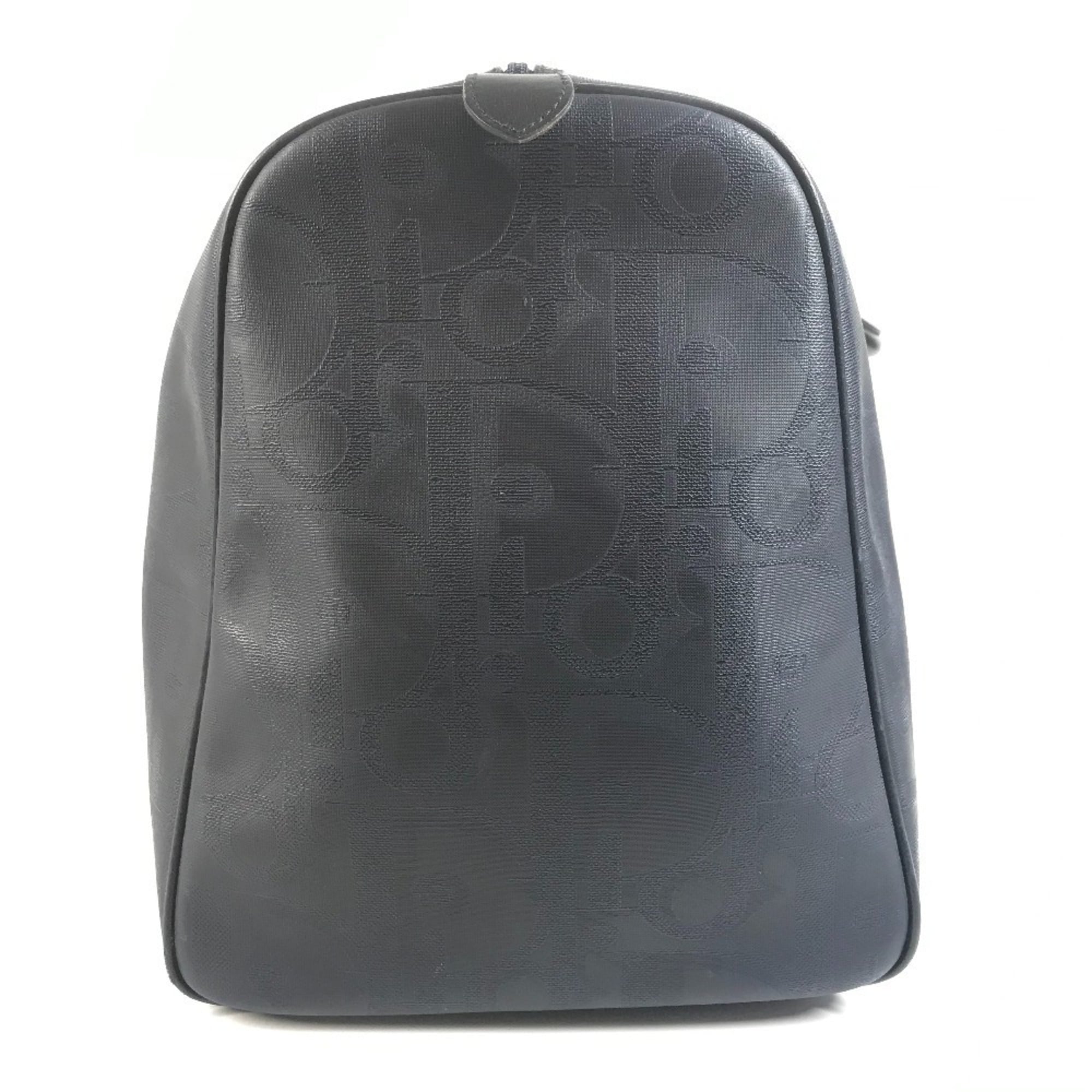 Christian Dior Navy Pvc Leather Boston Bag Handbag (Pre-Owned)