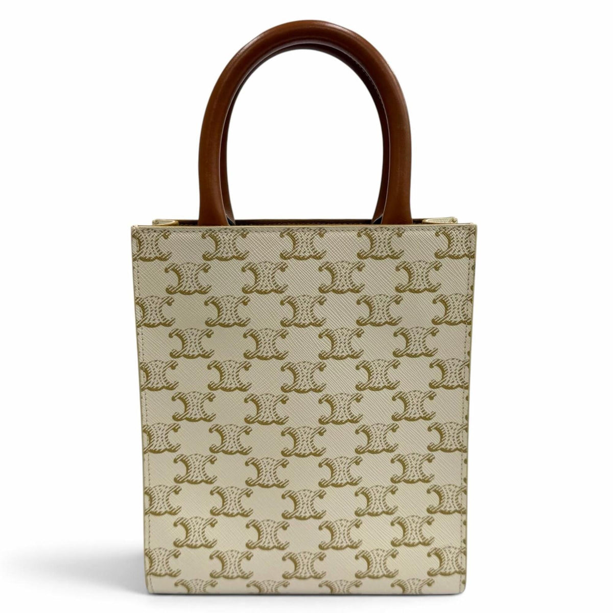 Celine Brown Ivory Coated Canvas Leather Shoulder Bag (Pre-Owned)