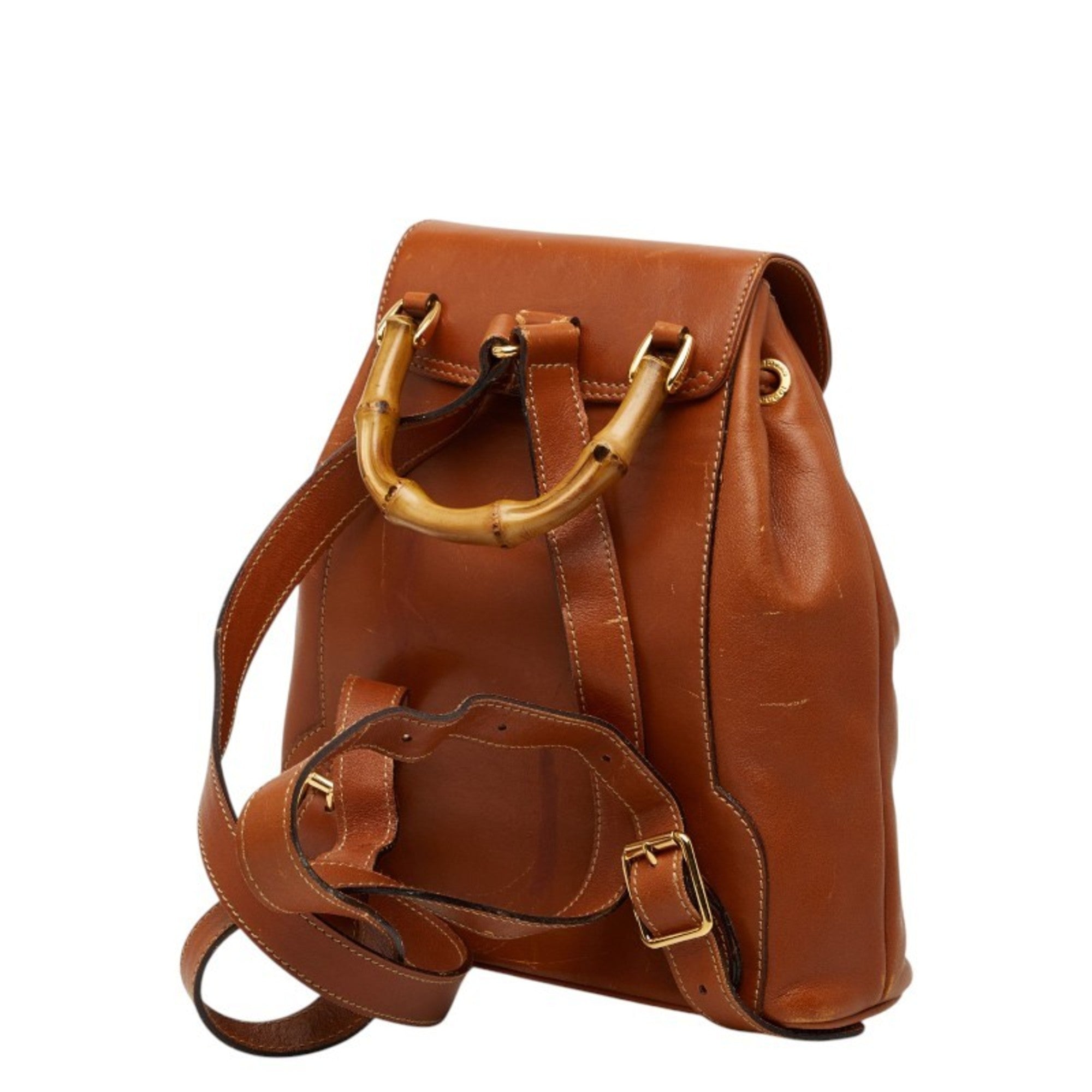 Gucci Bamboo Brown Bamboo Backpack (Pre-Owned)
