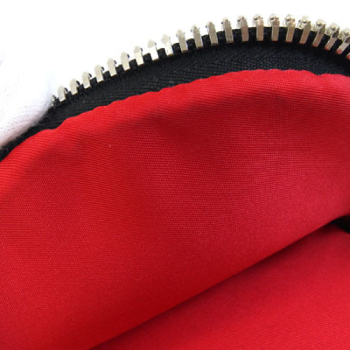 Prada Black Red Color Nylon Leather Pochette Shoulder Bag (Pre-Owned)