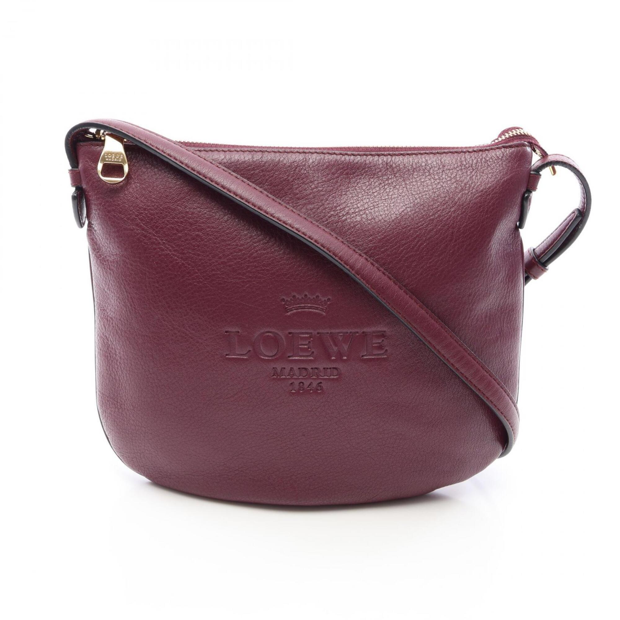 Loewe Bordeaux Leather Handbag Shoulder Bag (Pre-Owned)