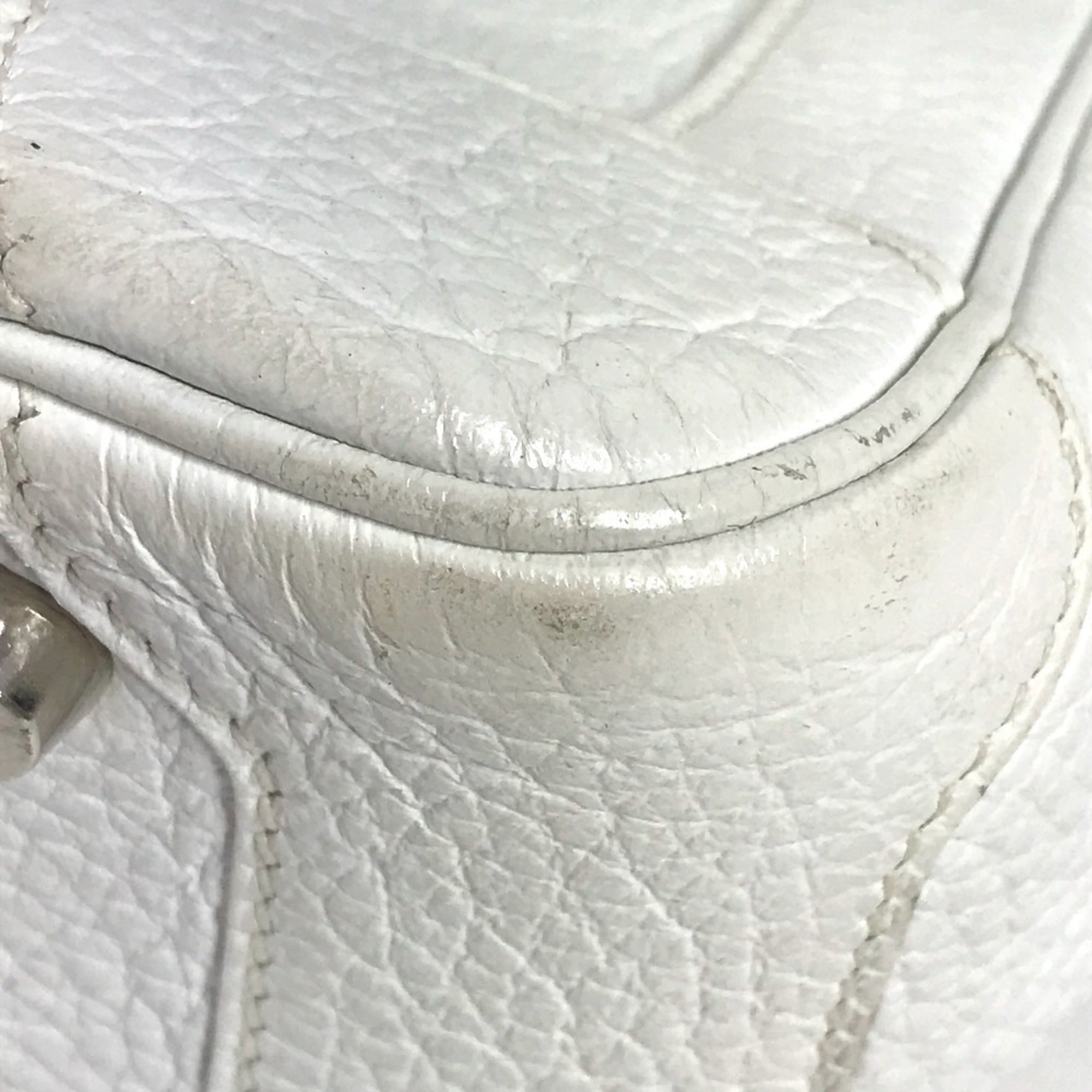 Hermes White Taurillon Clemence Leather Boston Bag Handbag (Pre-Owned)