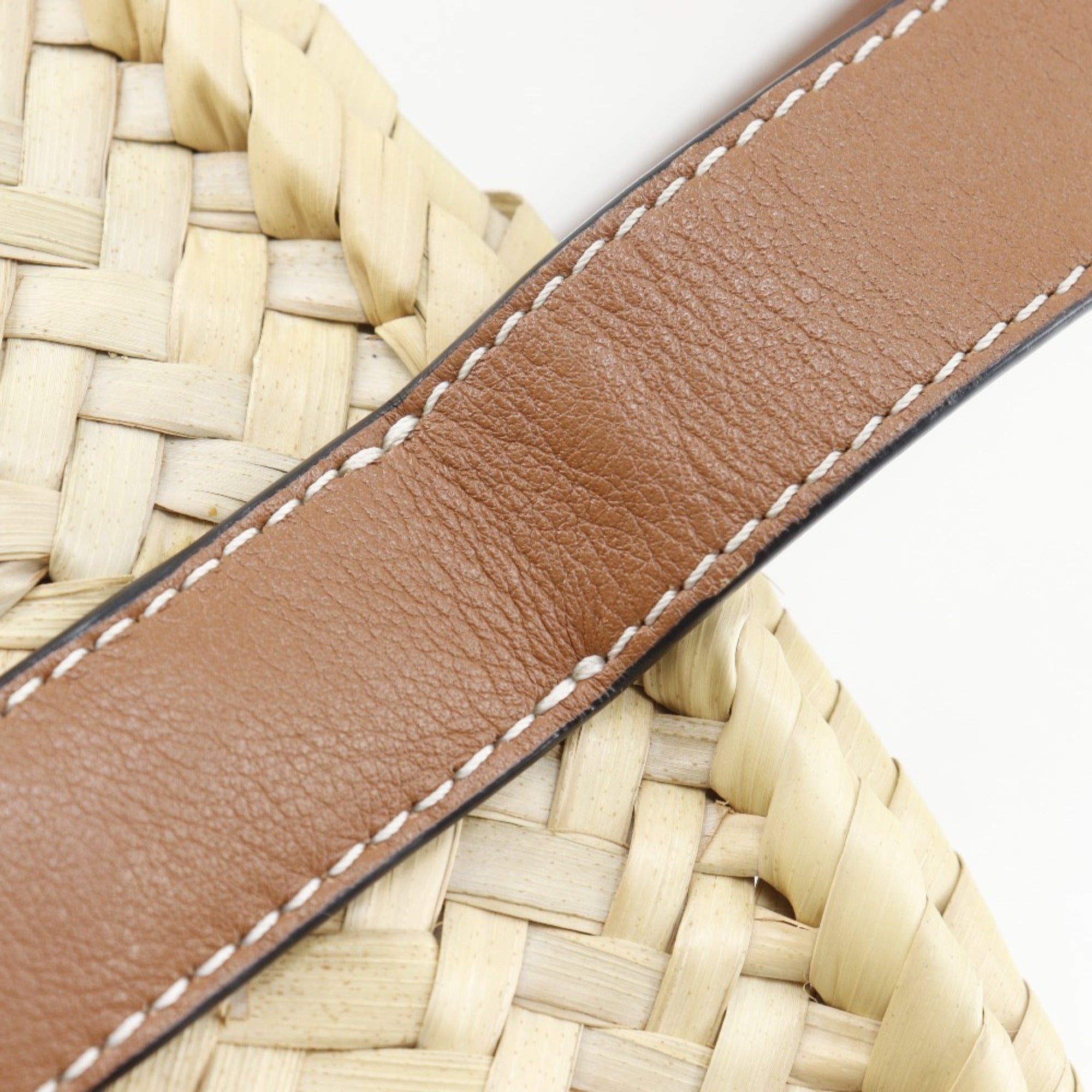Loewe Beige Raffia Leather Basket Handbag (Pre-Owned)