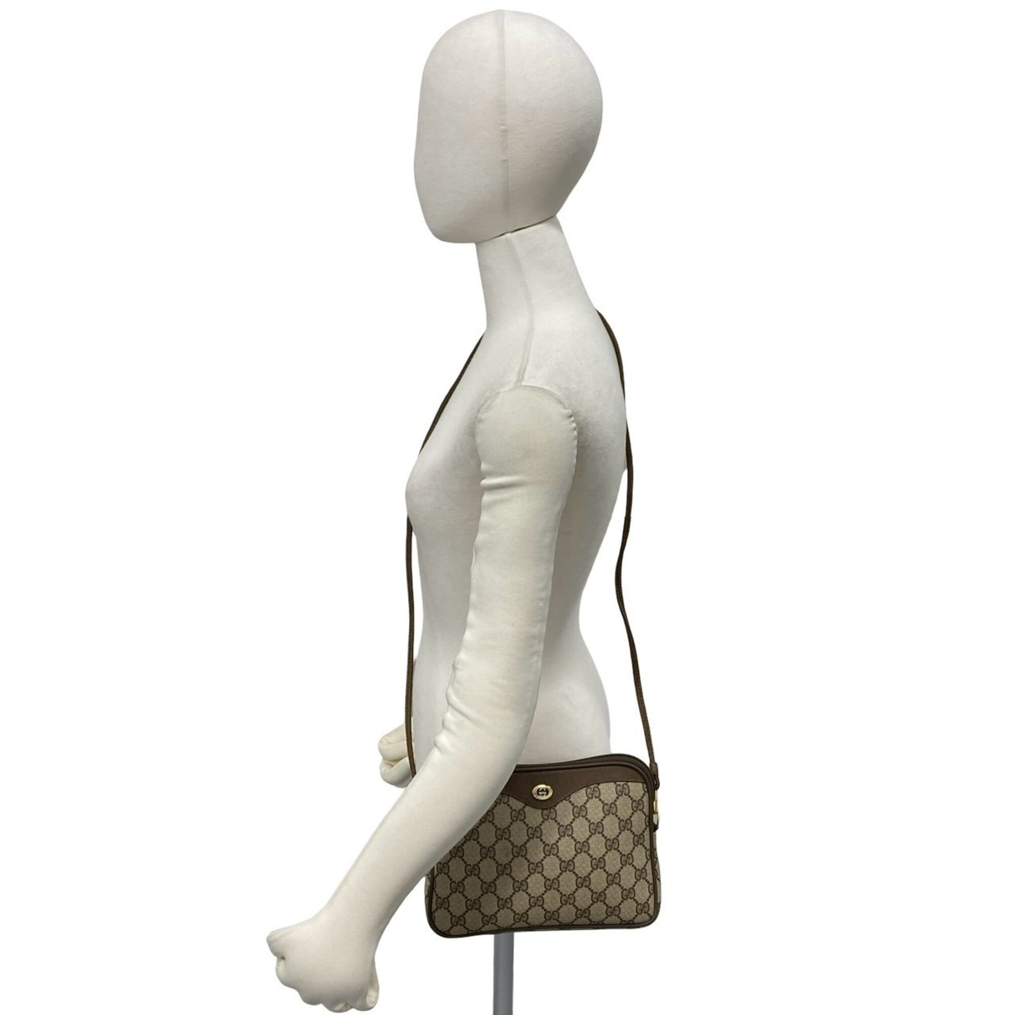 Gucci Brown Leather Pvc Pochette Shoulder Bag (Pre-Owned)