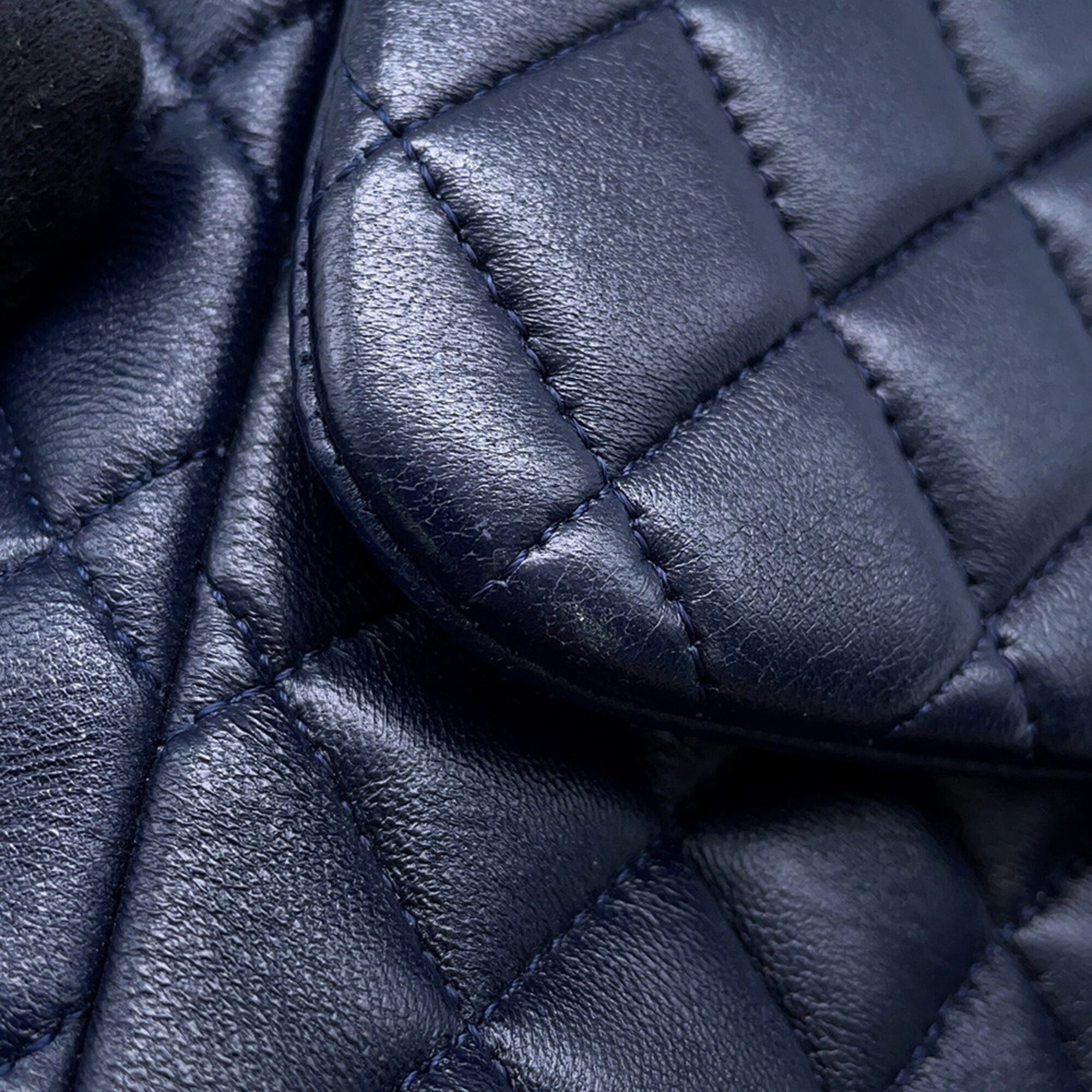 Chanel Matelasse Navy Leather Backpack (Pre-Owned)