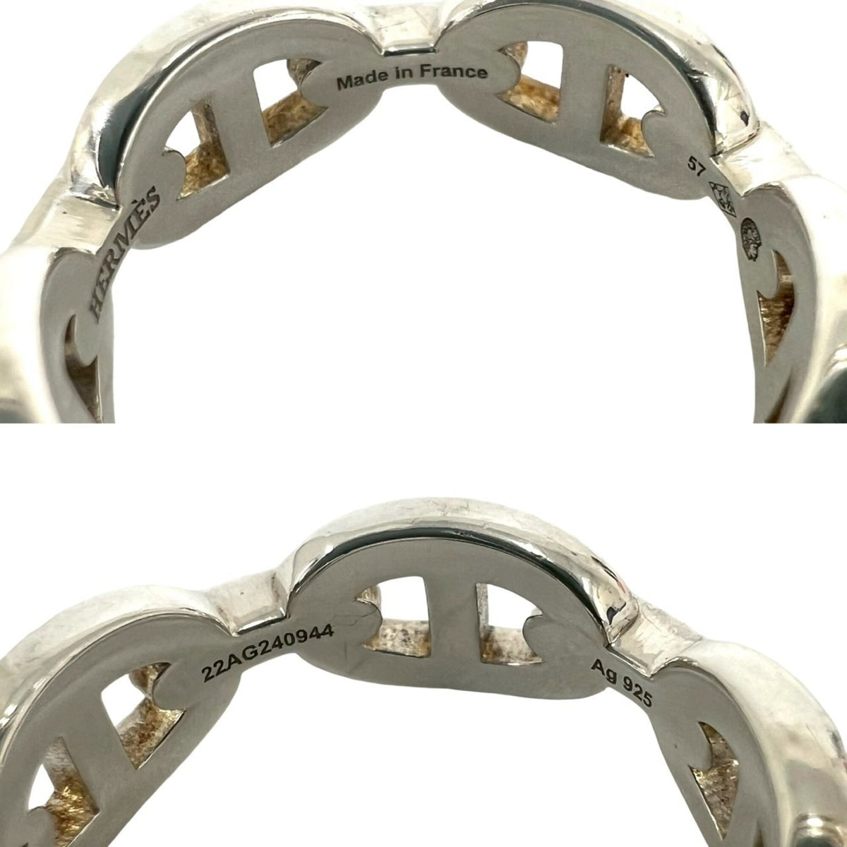 Hermes Silver Silver 925 Band Ring (Pre-Owned)