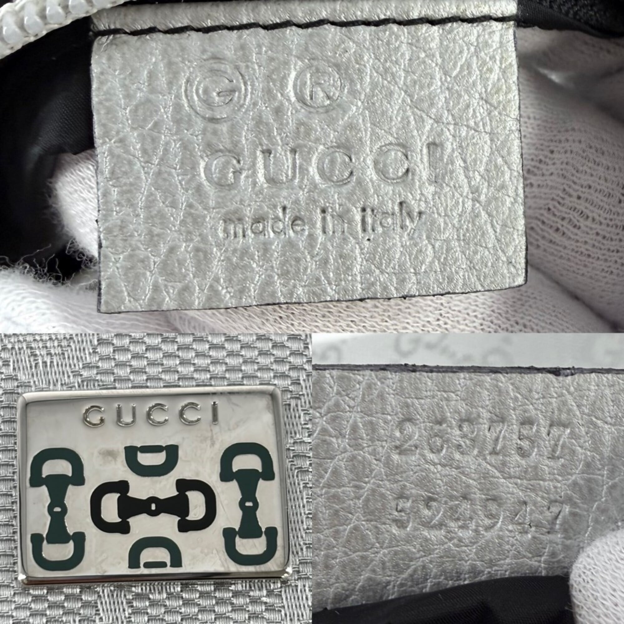 Gucci Silver Gg Plus Leather Handbag (Pre-Owned)
