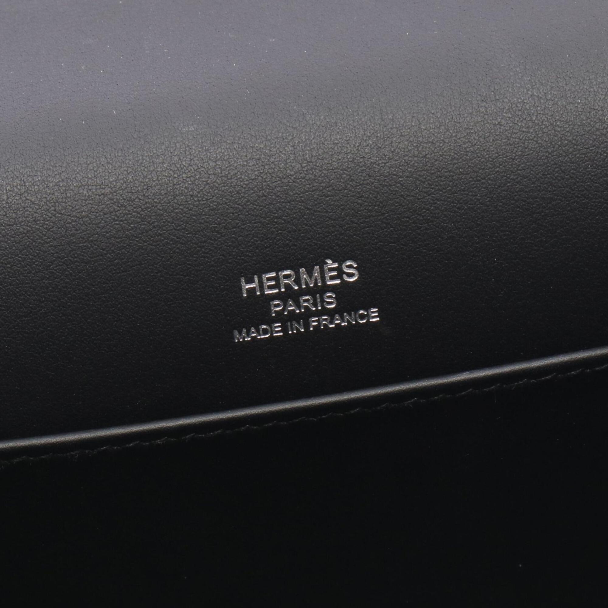 Hermes Black Chevre Leather Leather Handbag Shoulder Bag (Pre-Owned)