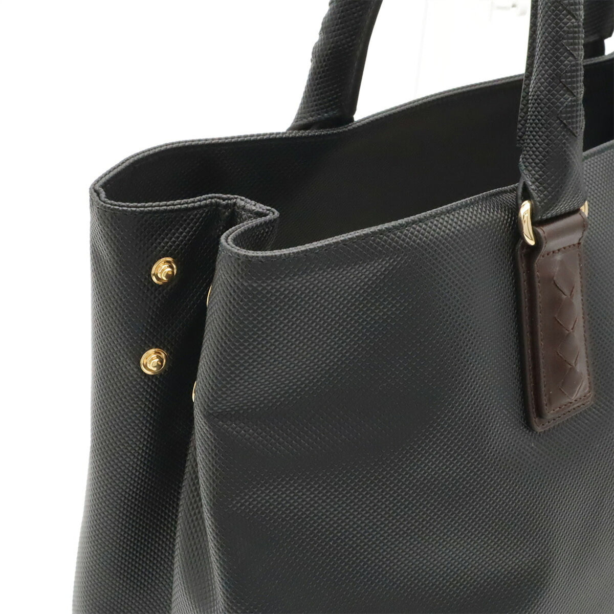 Bottega Veneta Black Dark Brown Coated Canvas Tote Bag (Pre-Owned)