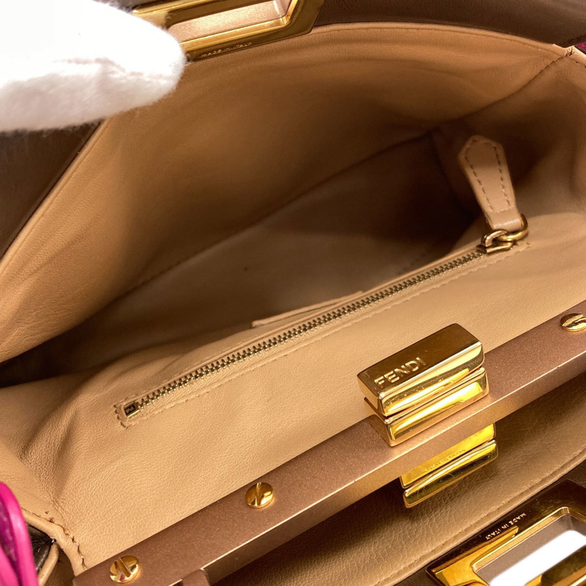 Fendi Brown Pink Leather Handbag (Pre-Owned)