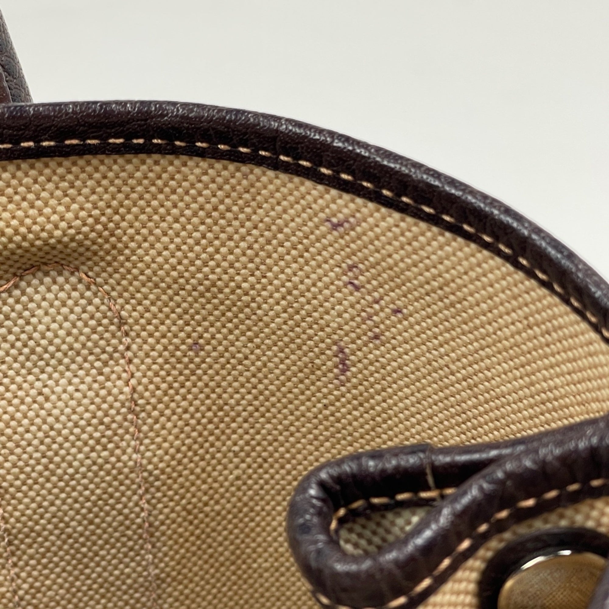 Hermes Brown Natural Toile H Leather Handbag Tote Bag (Pre-Owned)