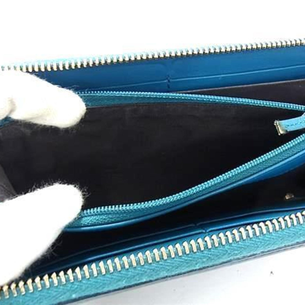 Gucci Blue Green Leather Long Wallet (Bi-Fold) (Pre-Owned)