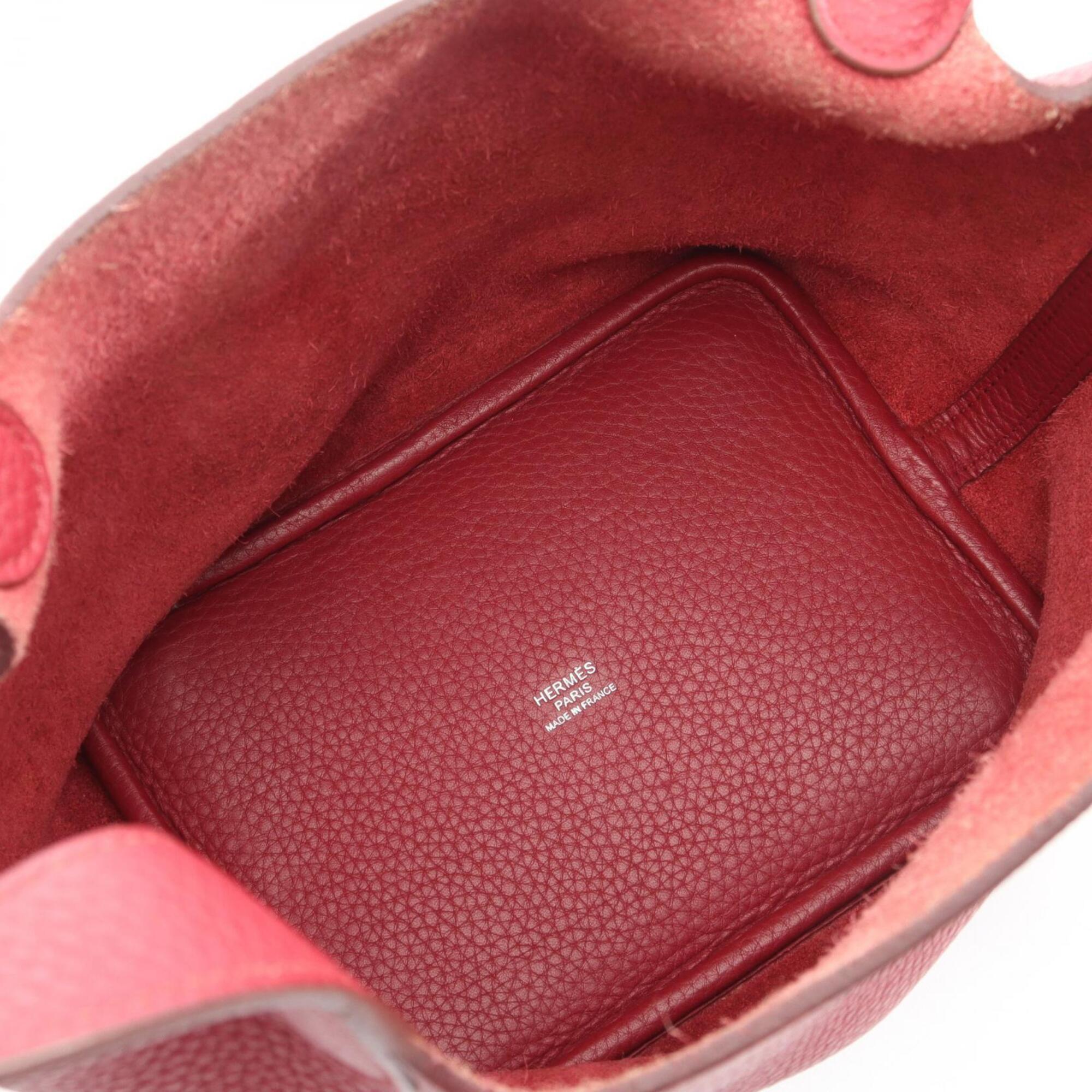 Hermes Bordeaux Taurillon Clemence Leather Handbag (Pre-Owned)
