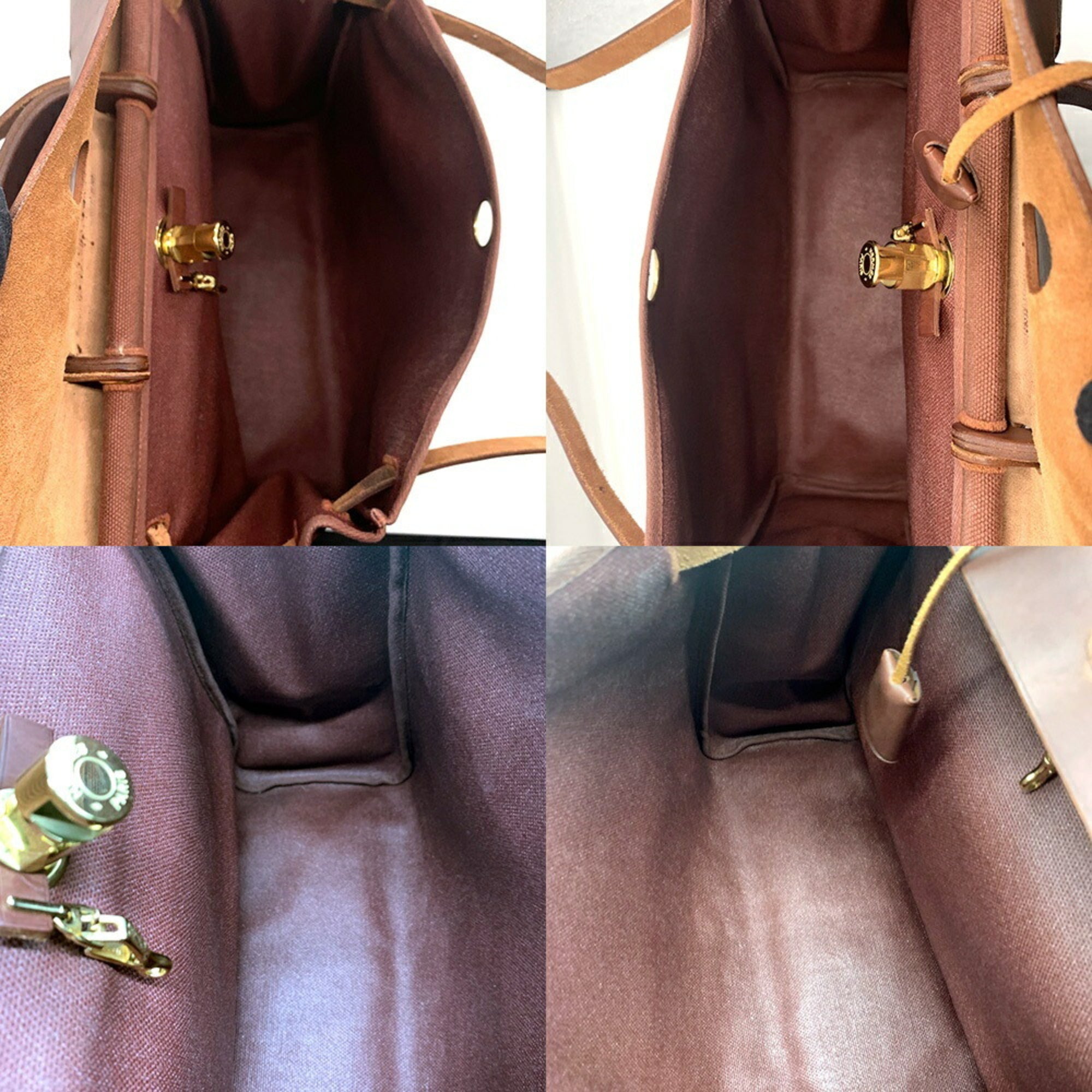 Hermes Brown Toile H Leather Handbag (Pre-Owned)