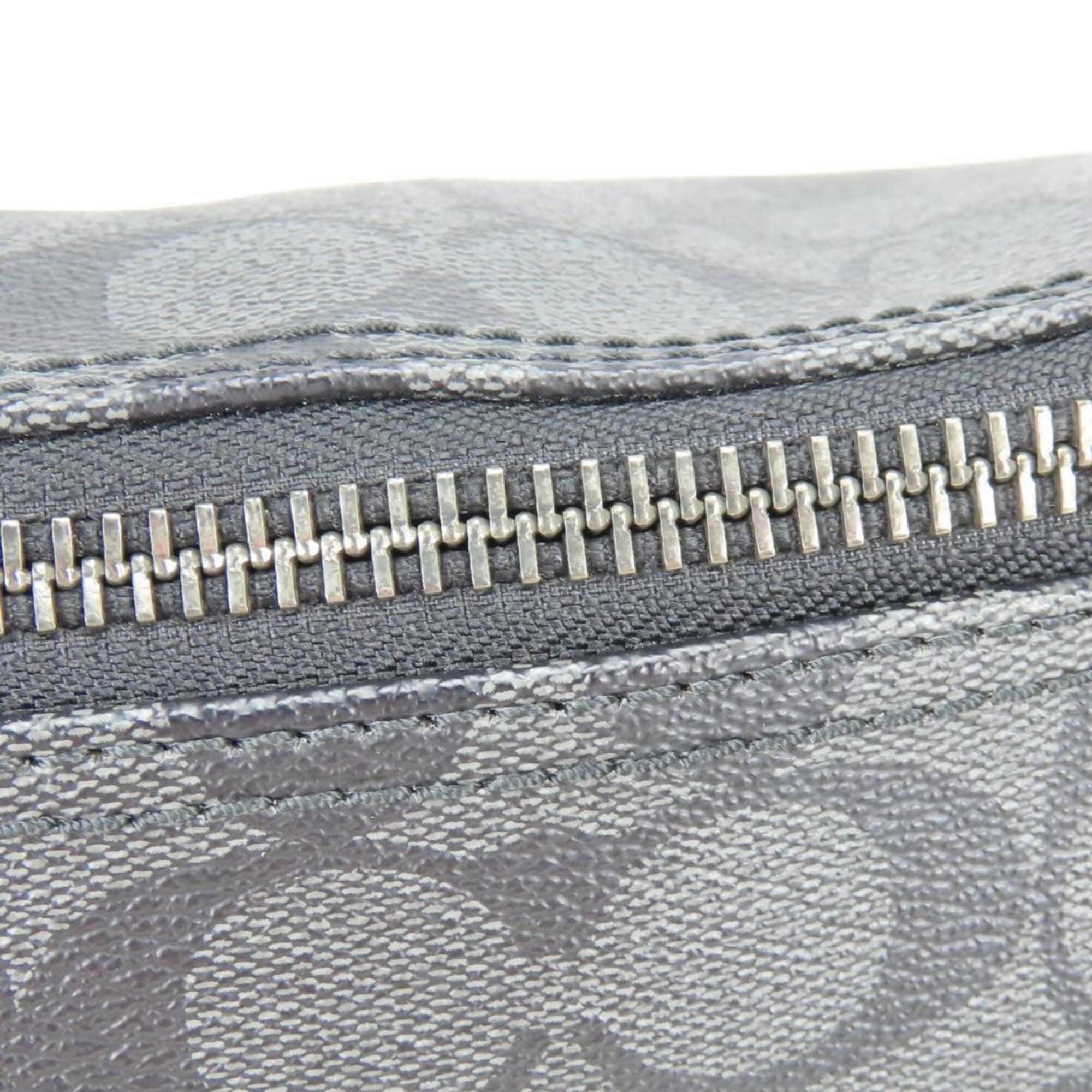 Coach Black Dark Gray Pvc Coated Canvas Leather Shoulder Bag (Pre-Owned)