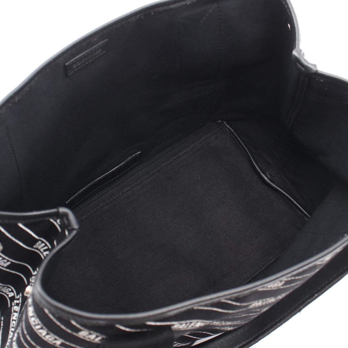 Balenciaga Black White Canvas Leather Handbag Tote Bag (Pre-Owned)
