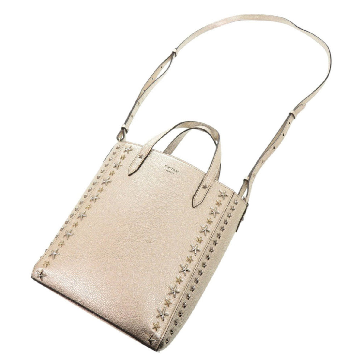 Jimmy Choo Champagne Gold Leather Handbag Shoulder Bag Tote Bag (Pre-Owned)