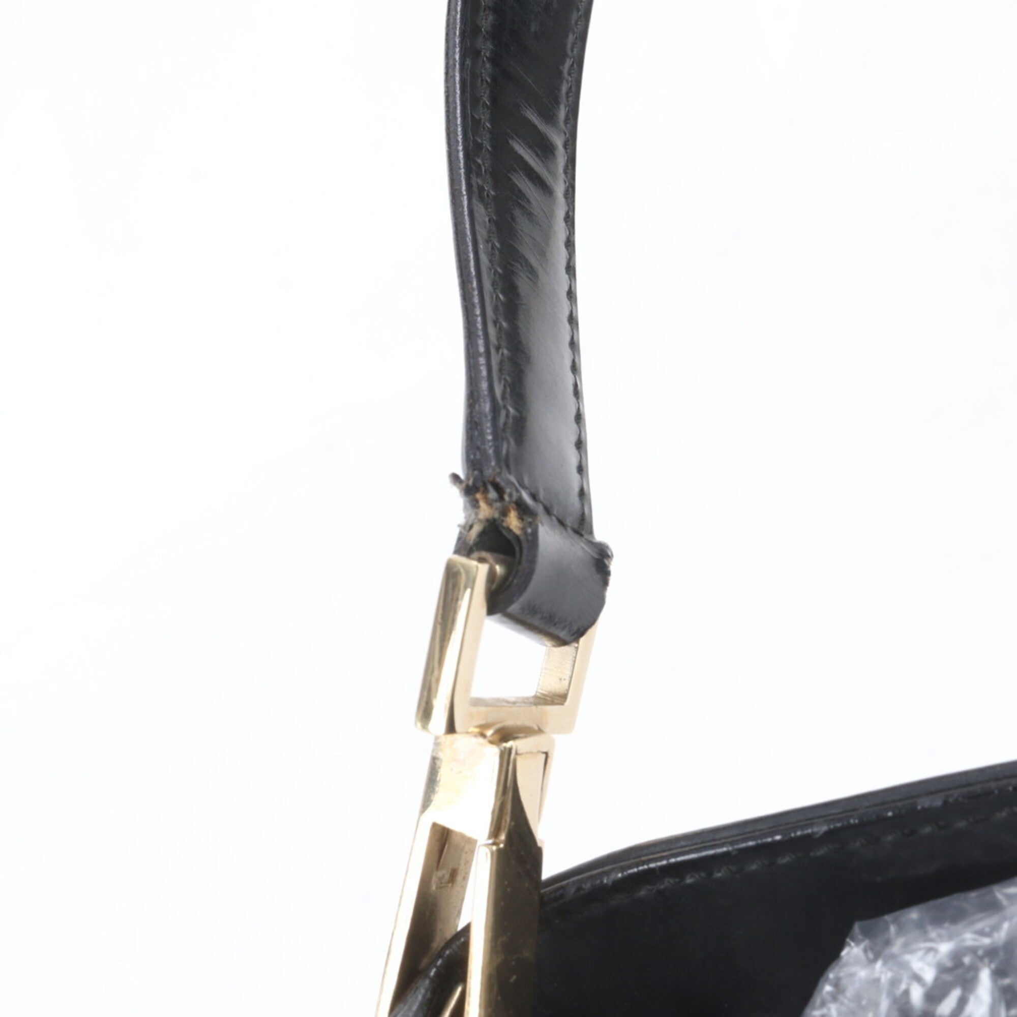 Gucci Black White Leather Canvas Handbag Shoulder Bag (Pre-Owned)