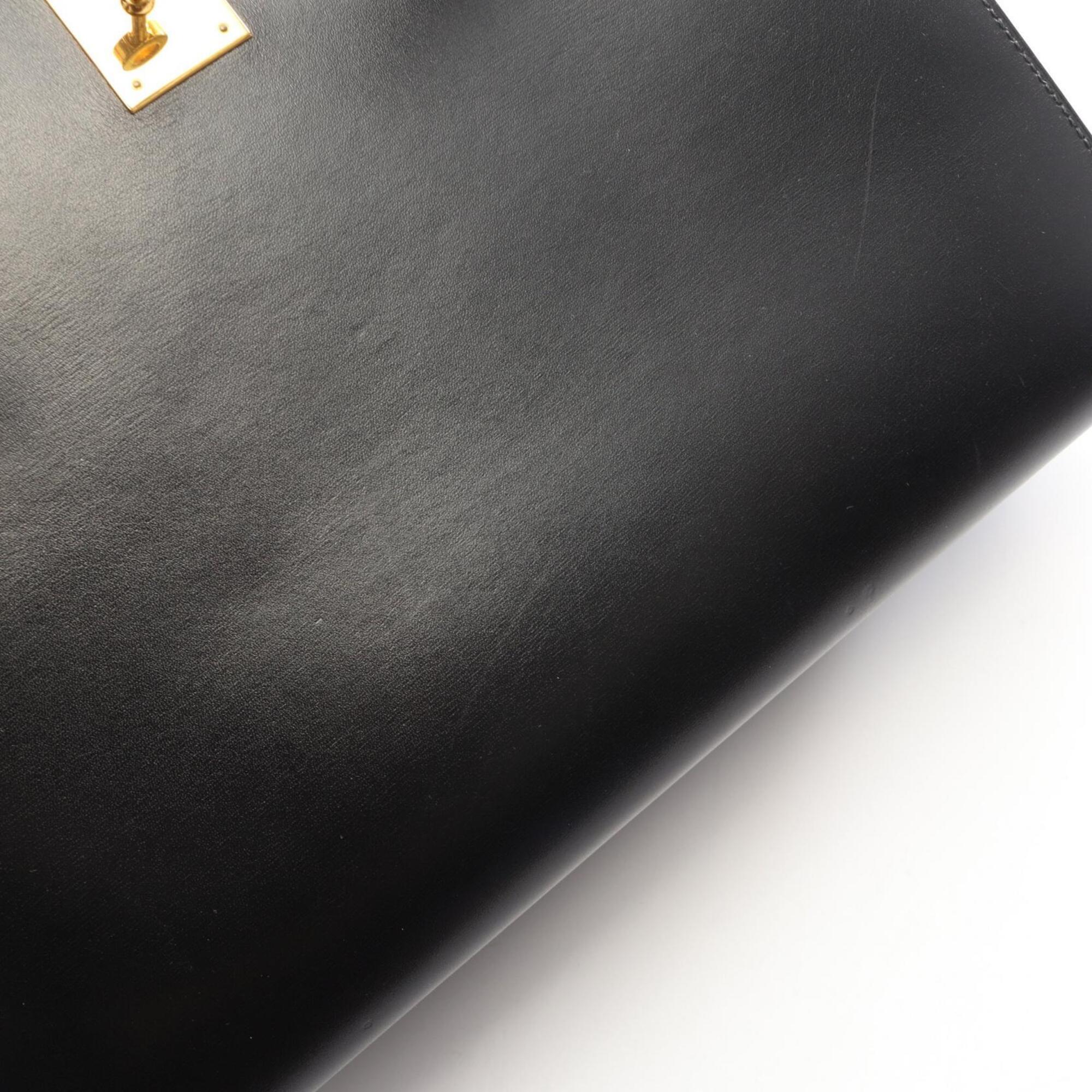 Hermes Black Box Calf Leather Handbag (Pre-Owned)