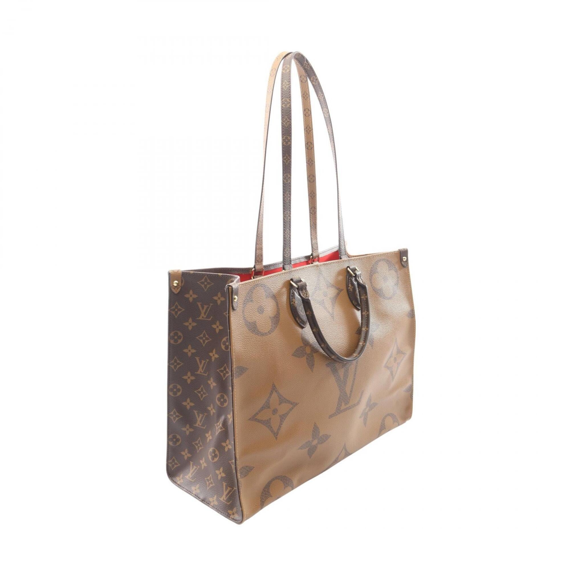 Louis Vuitton Beige Brown Coated Canvas Pvc Monogram Reverse Leather Handbag Tote Bag (Pre-Owned)