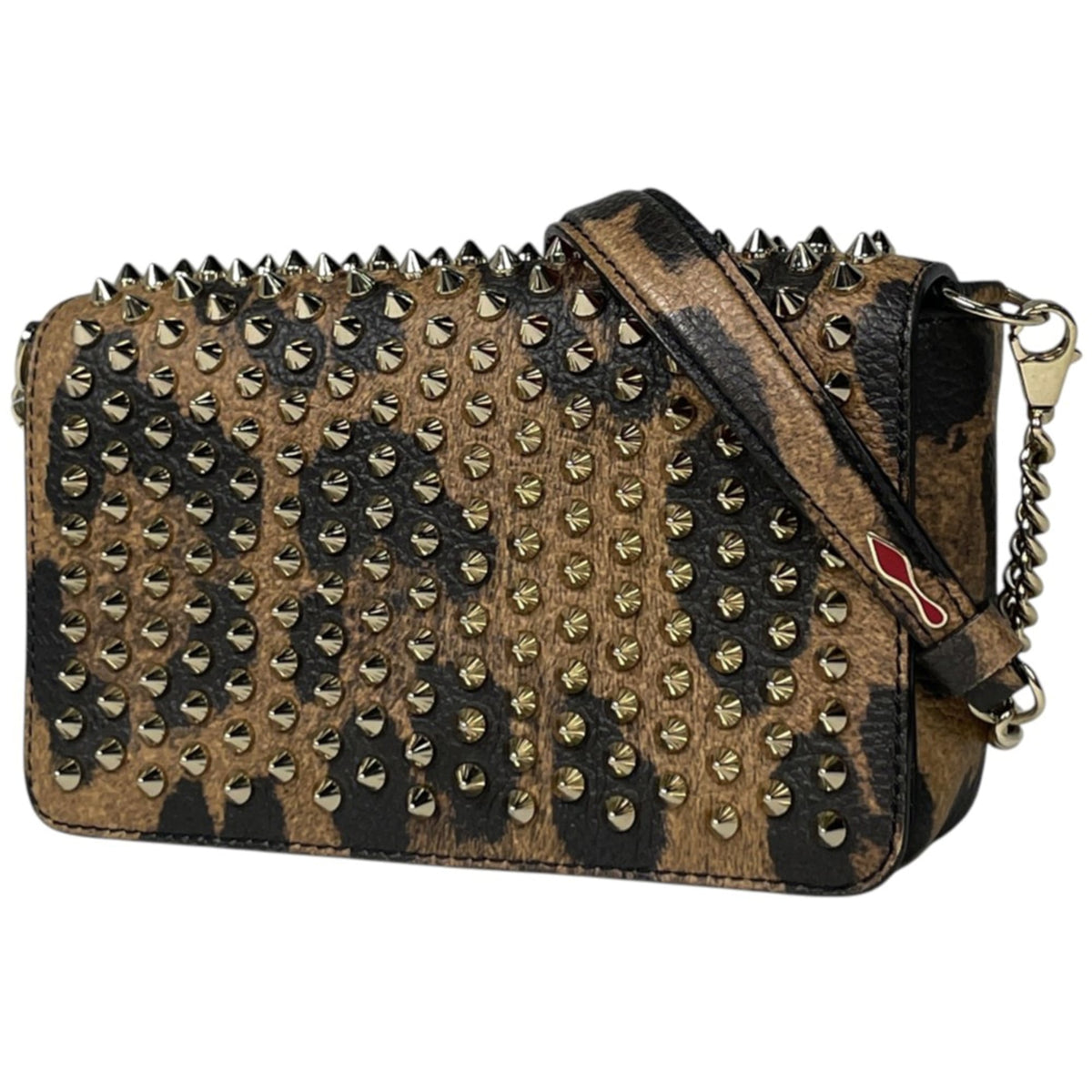 Christian Louboutin Black Brown Leather Shoulder Bag (Pre-Owned)