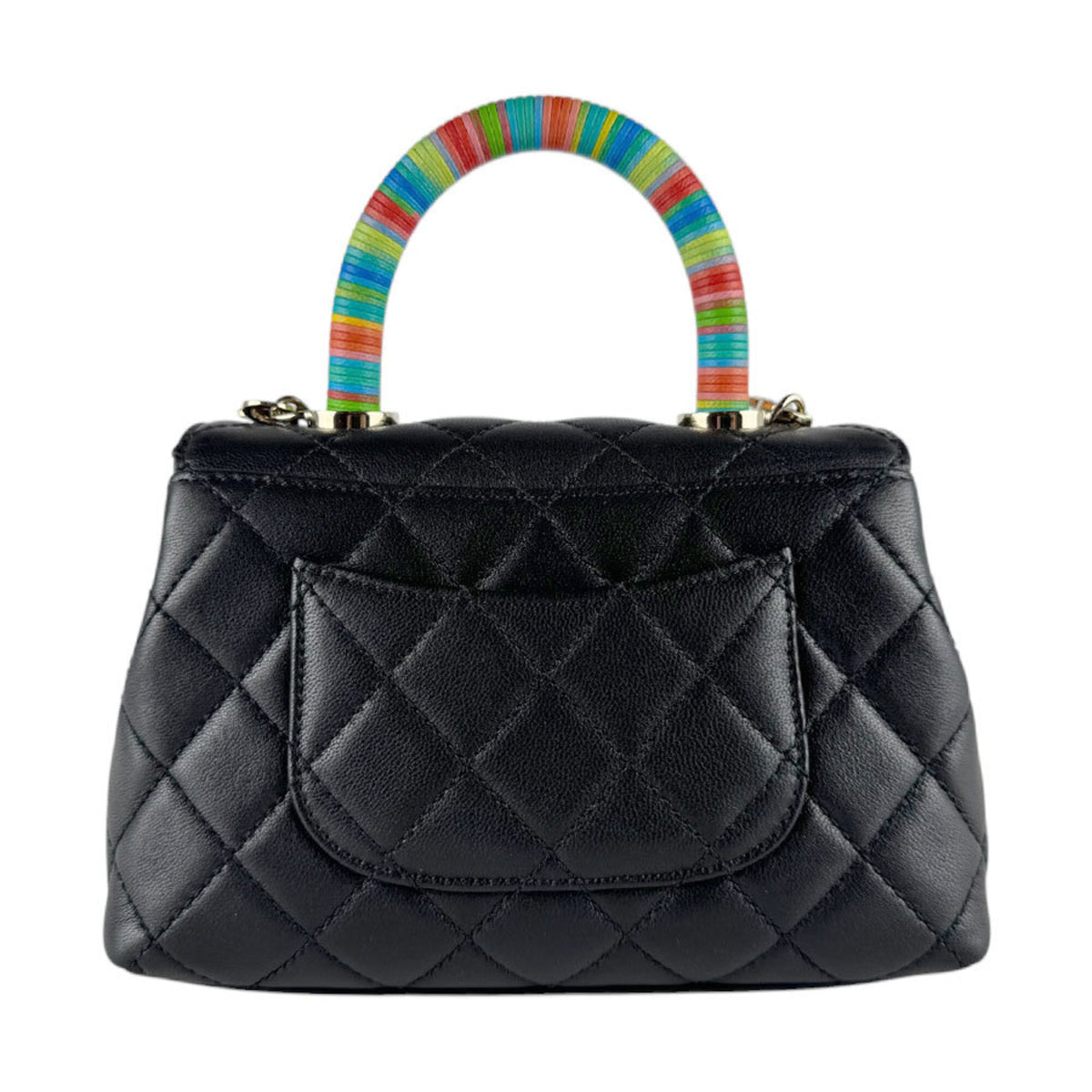 Chanel Black Multi-Color Leather Handbag Shoulder Bag (Pre-Owned)